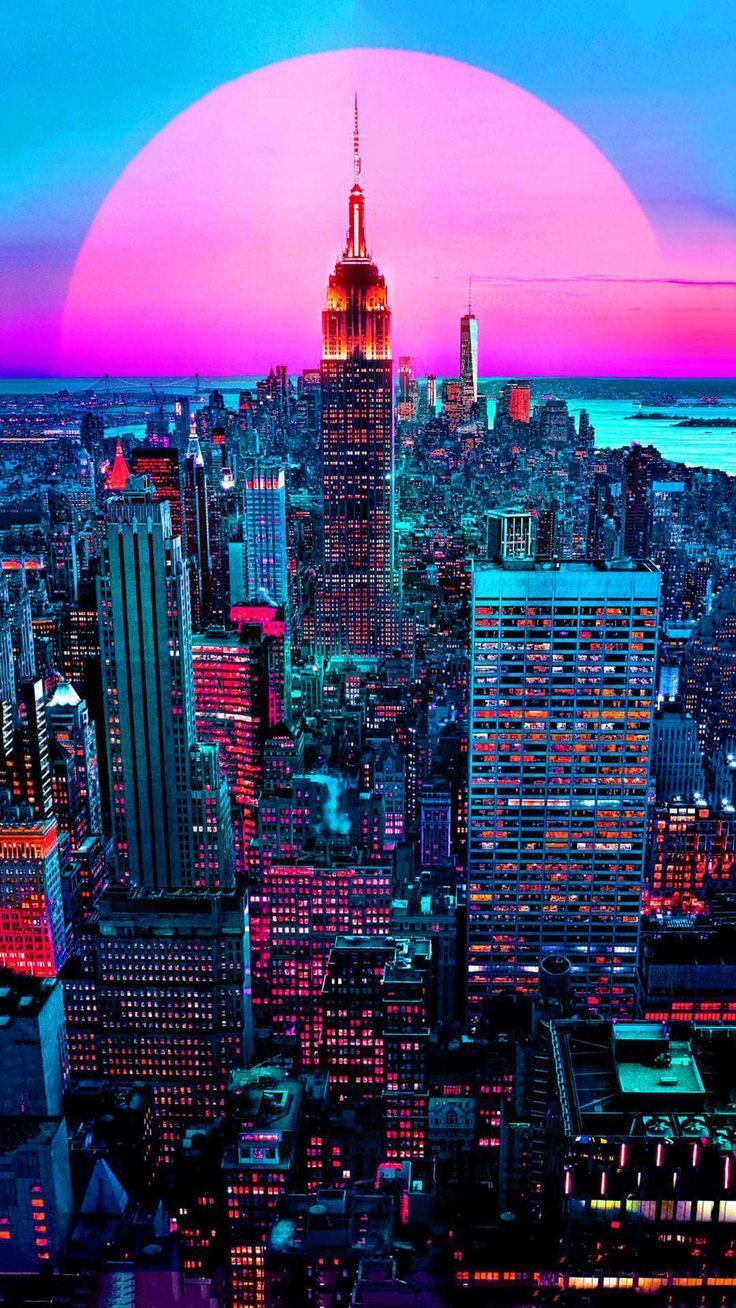 736x1308 Neon City Wallpaper. City