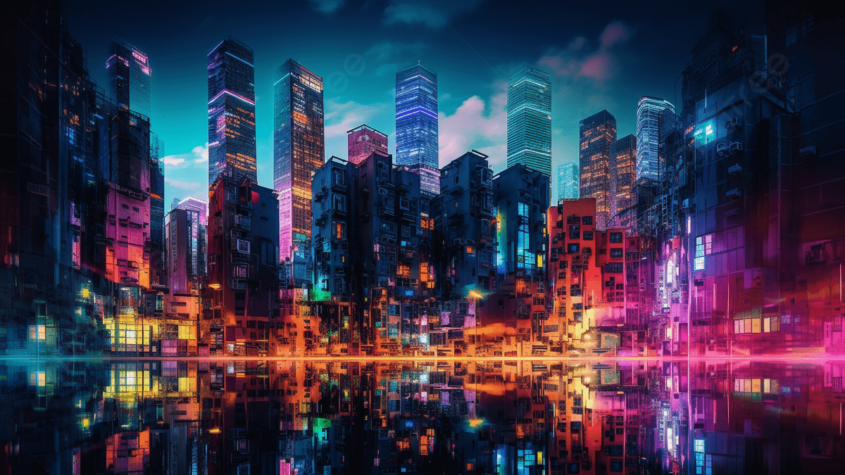 1200x675 Building Neon Light Night Background