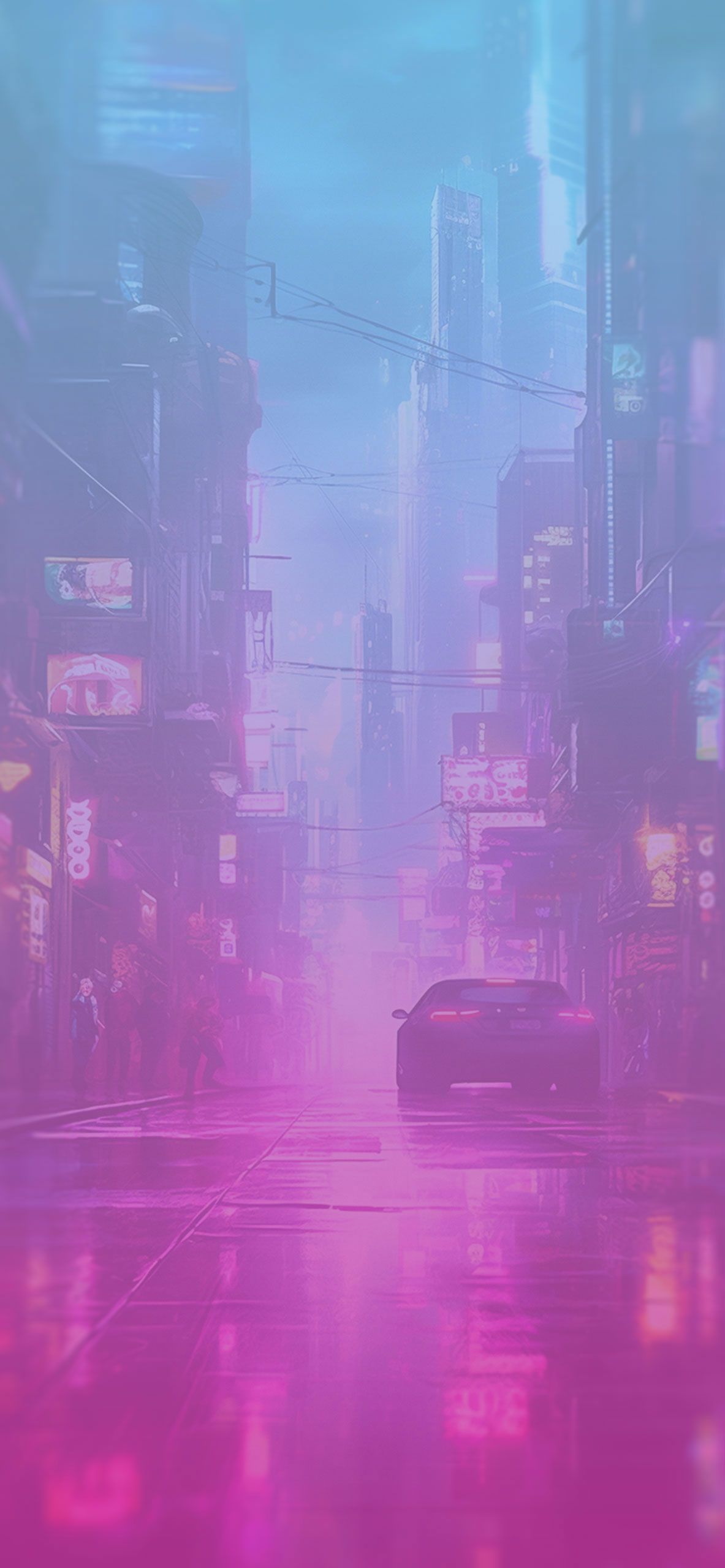 1183x2560 Big City's Neon Lights Wallpaper