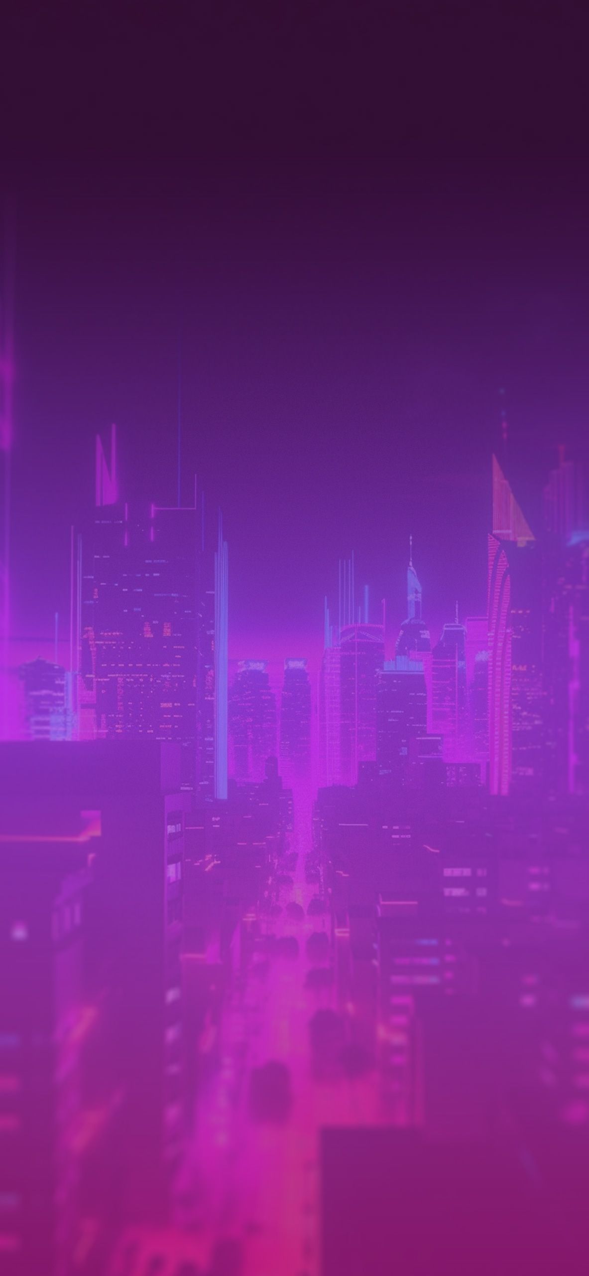 1183x2560 Neon Cityscape Background Wallpaper