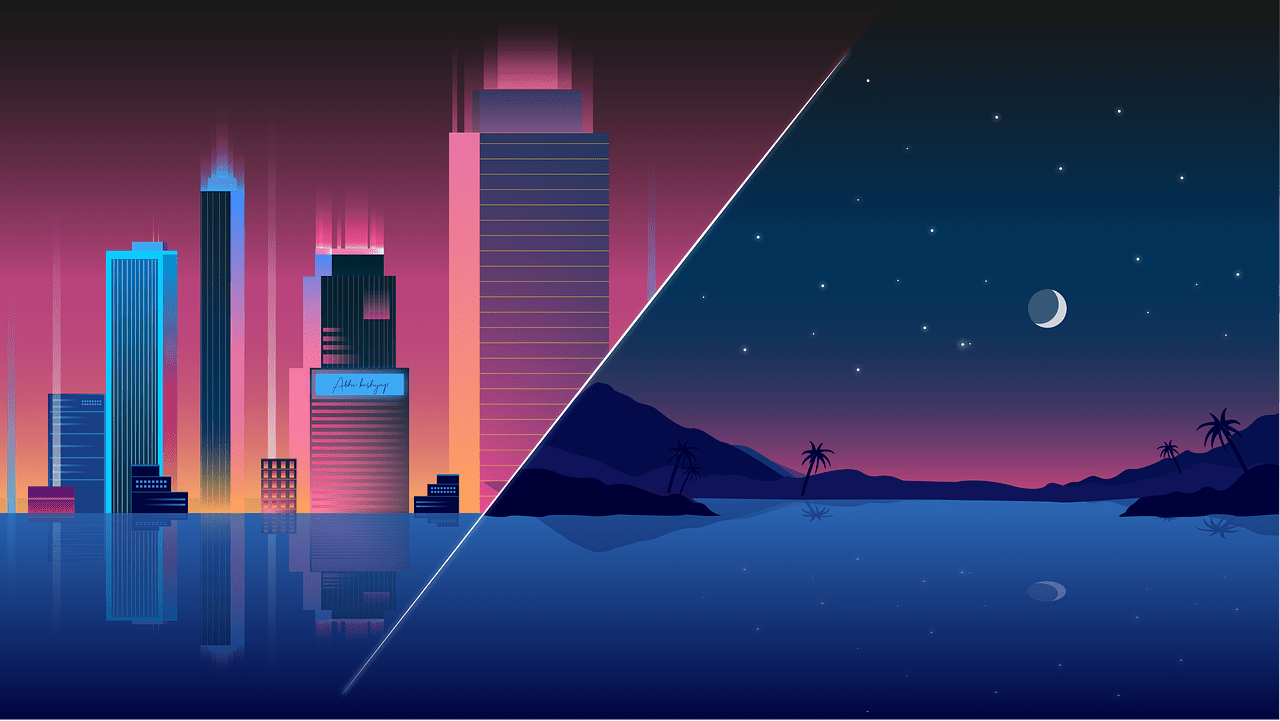 1280x721 Download Building, Mountain, Neon City