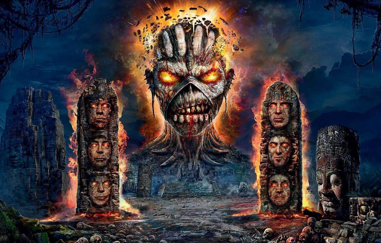 1332x850 Wallpaper monster, ruins, heavy metal, Iron Maiden image