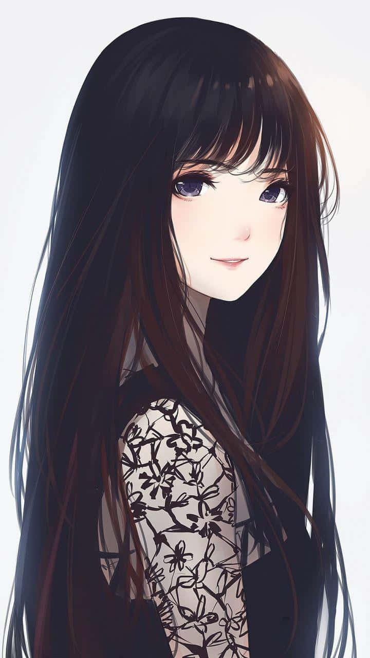 720x1280 Download Anime Girl with Black Hair
