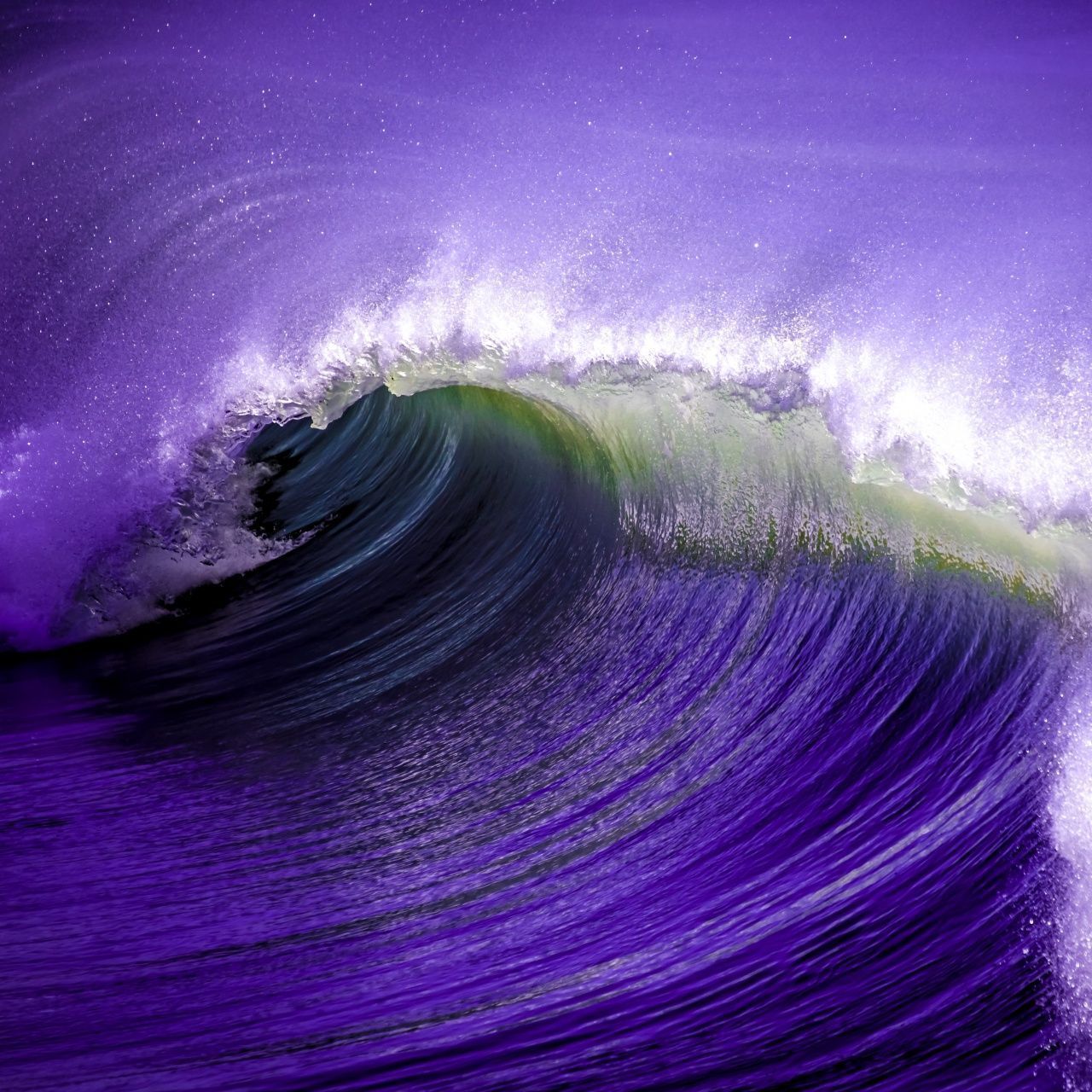 1280x1280 Ocean Waves Wallpaper 4K, Purple, Photo