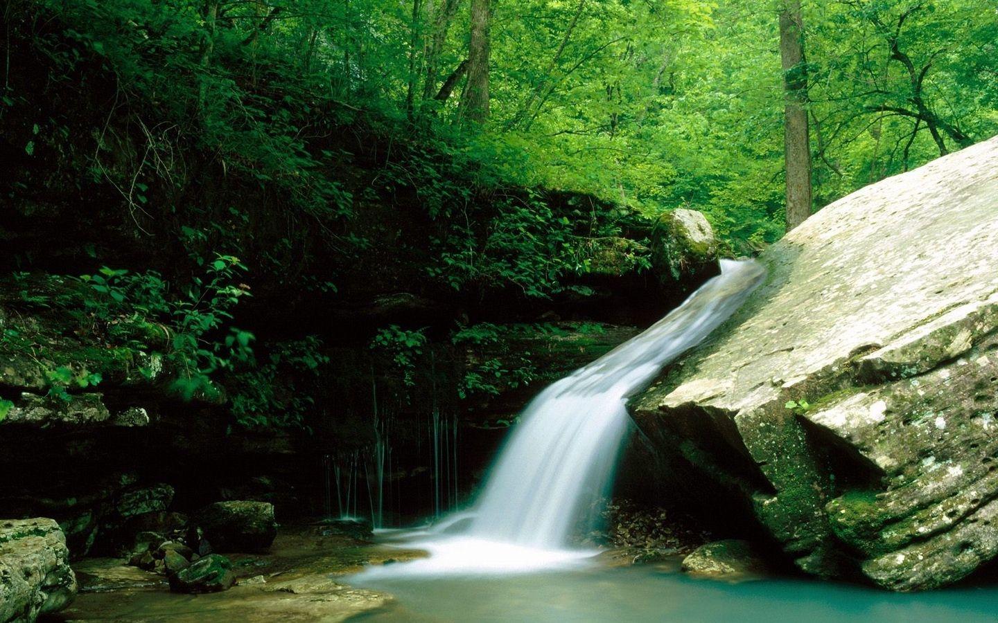 1440x900 Download wallpaper 1440x900 falls, wood, plate, indian creek