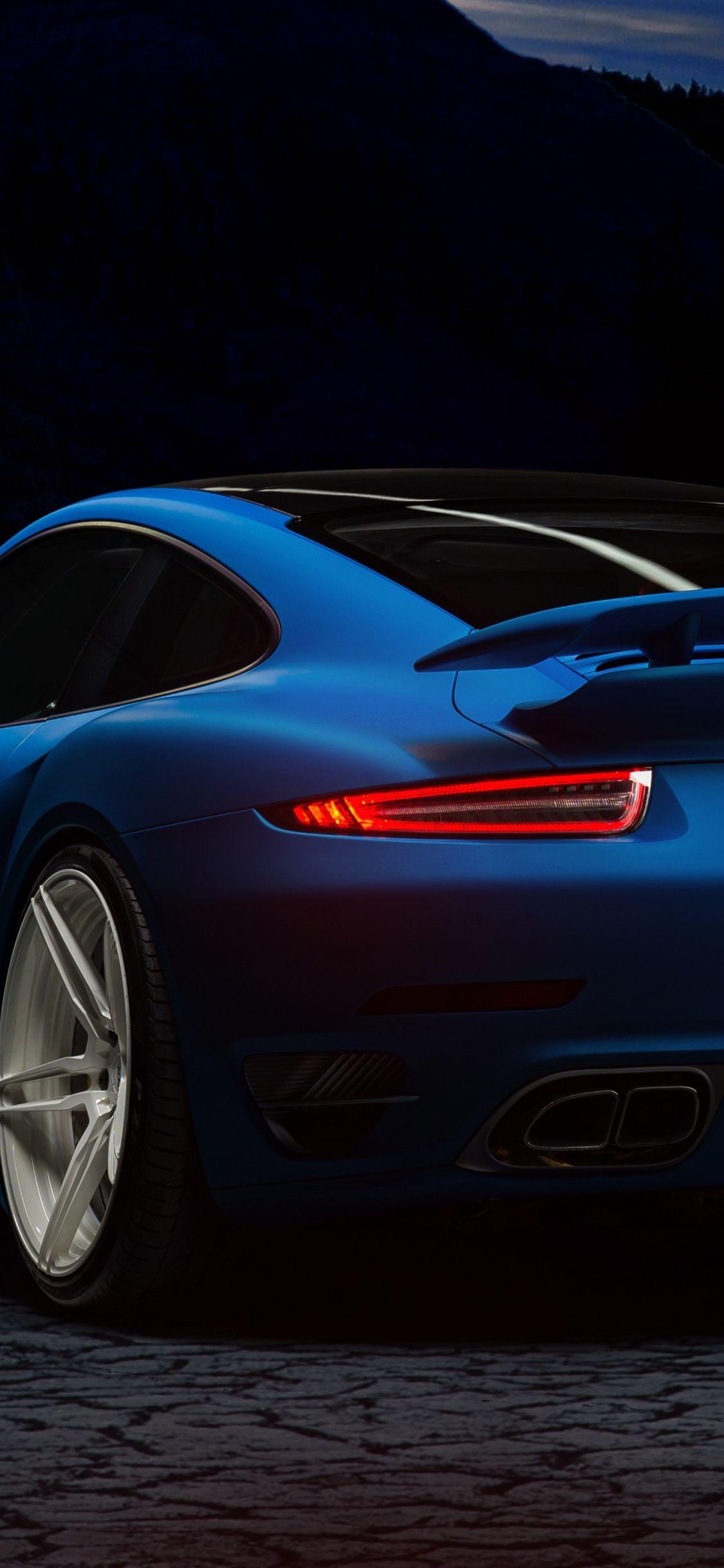 1125x2436 Download 1125x2436 wallpaper sports car, porsche 911 turbo, blue