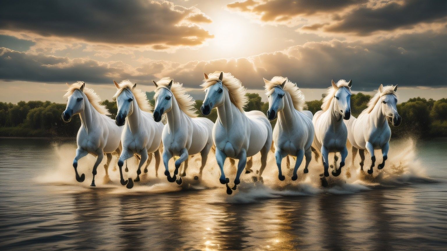 1536x864 running horses landscape realistic
