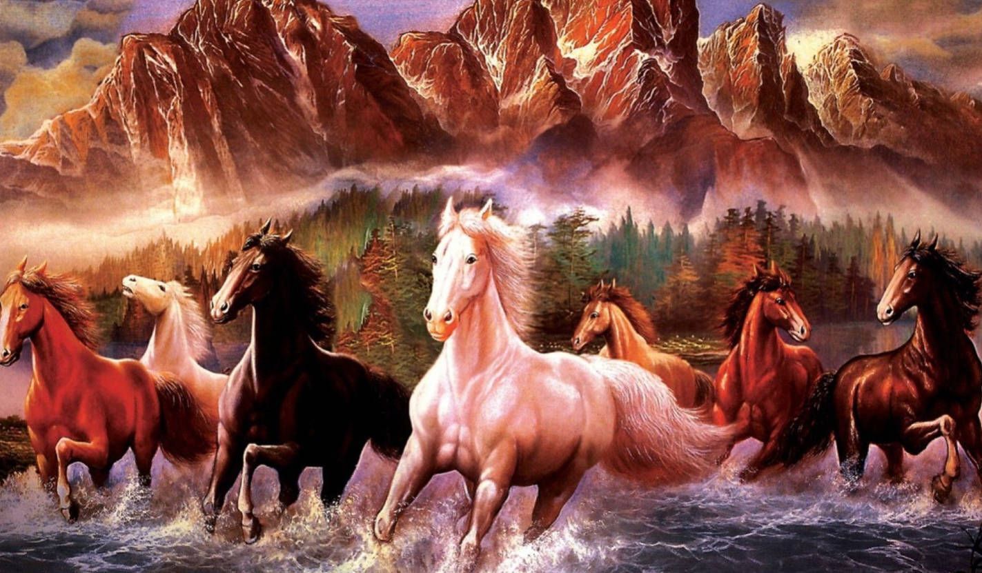 1423x831 Seven Horses Wallpaper