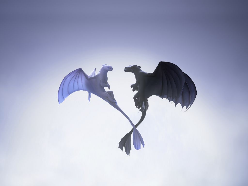 1024x768 Wallpaper night and light fury, love