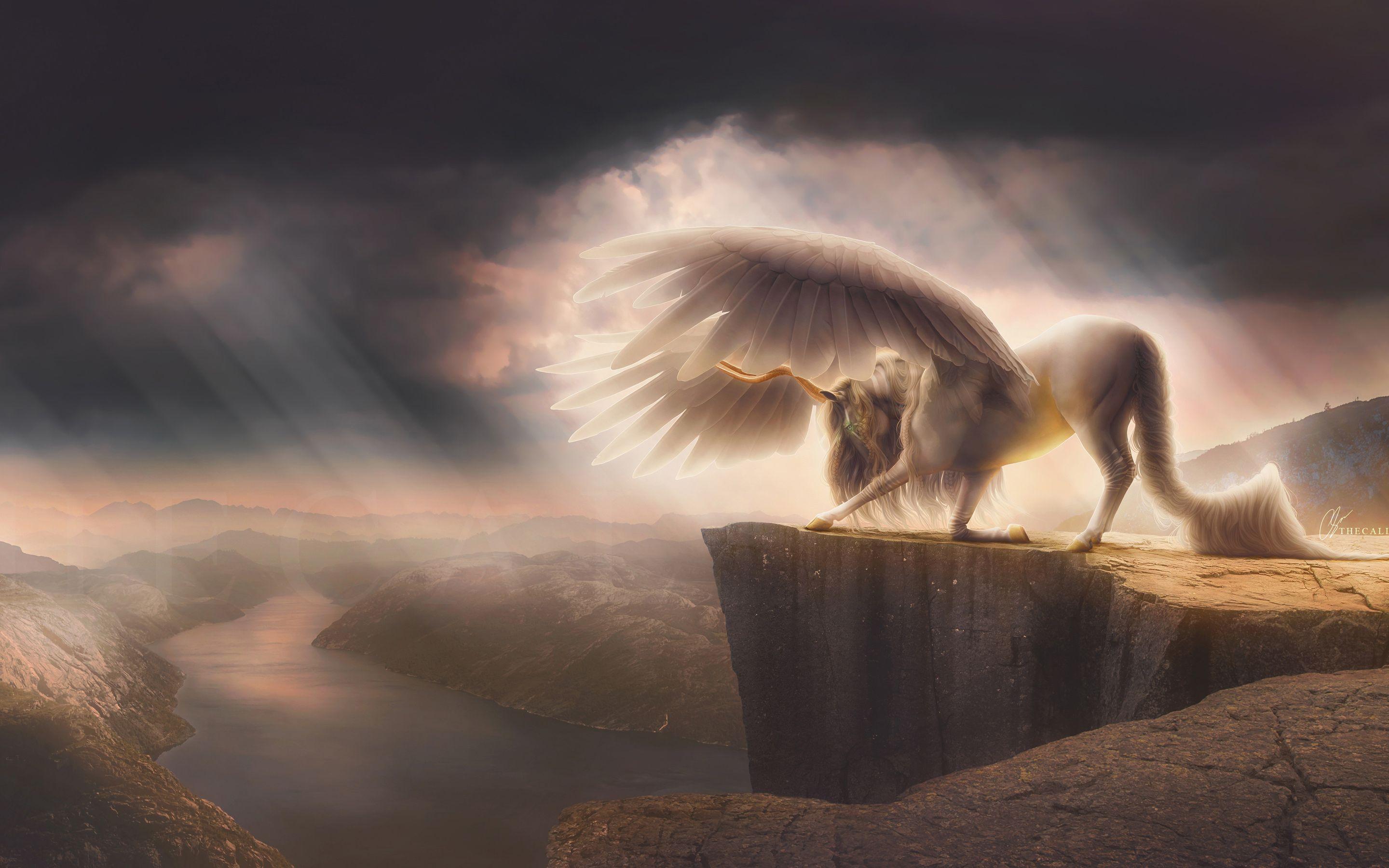 2880x1800 Fantasy Pegasus Horse 4K Wallpaper