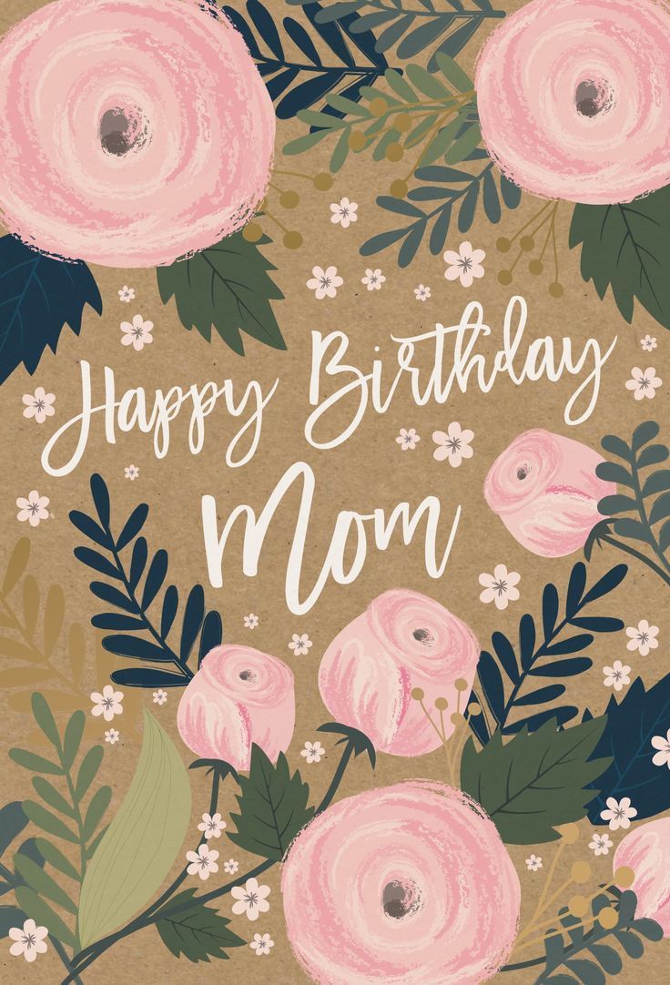 736x1082 Birthday Mother Card Roses Kraft