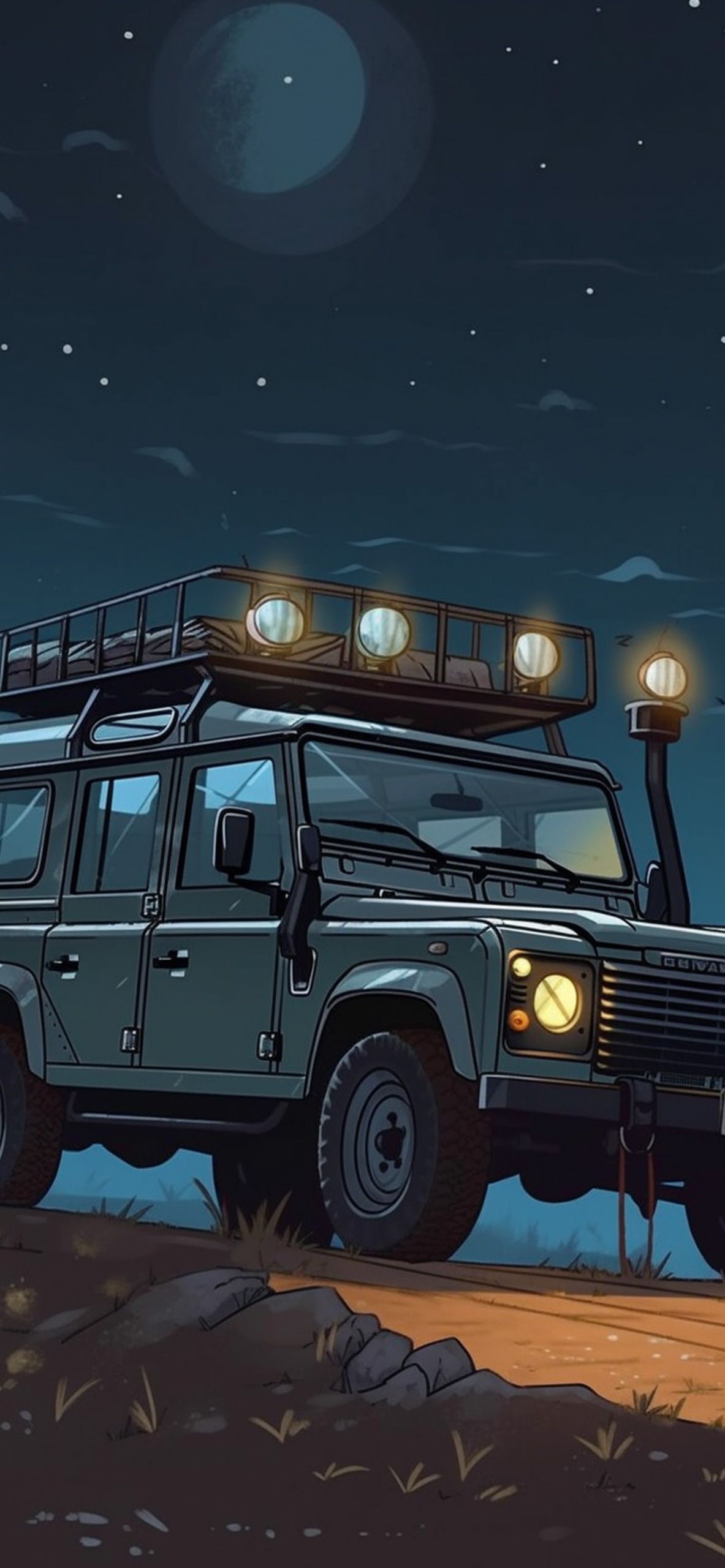 1183x2560 Land Rover Defender & Night Wallpaper