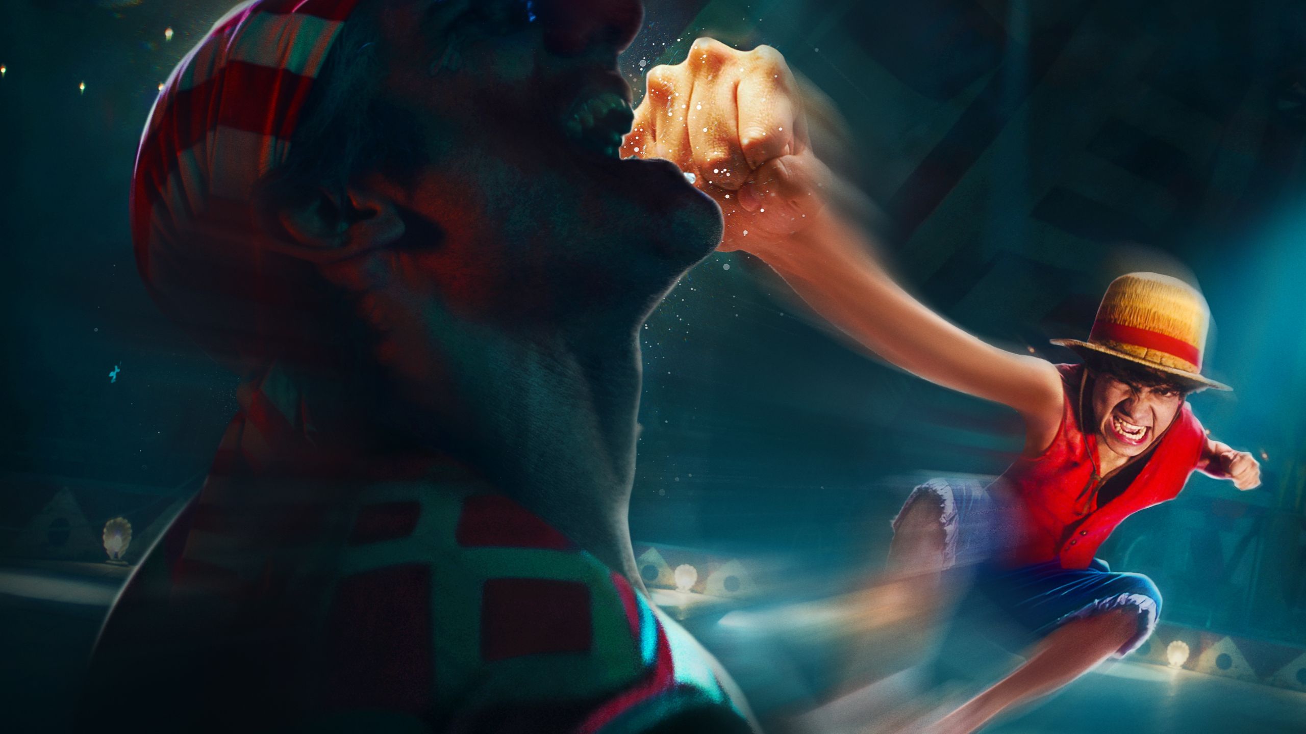 2560x1440 One Piece Live Action HD: Luffy vs. Buggy Showdown with Iñaki Godoy