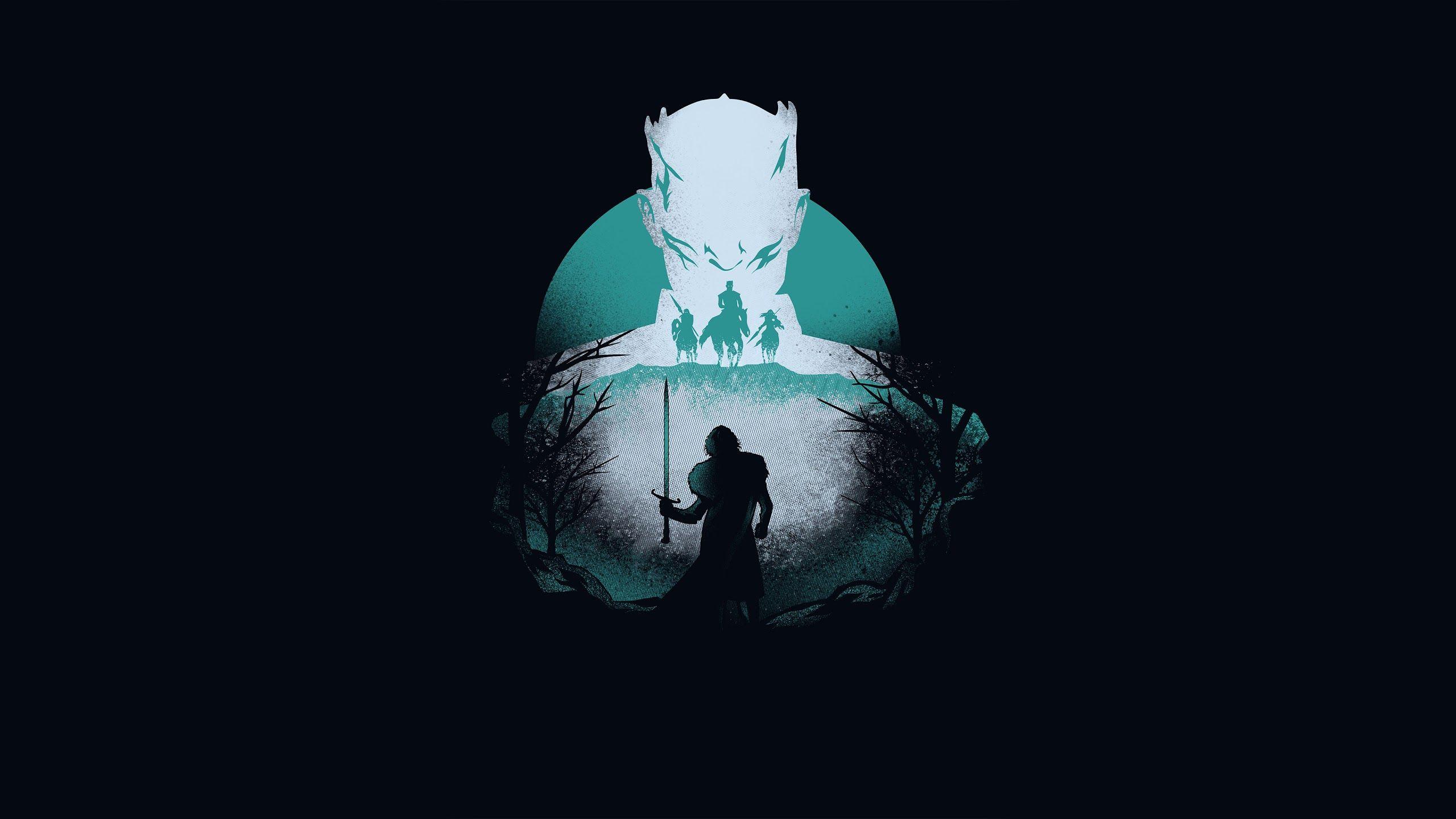 2560x1440 Night King Jon Snow Minimalist Game of Thrones 4K Wallpaper