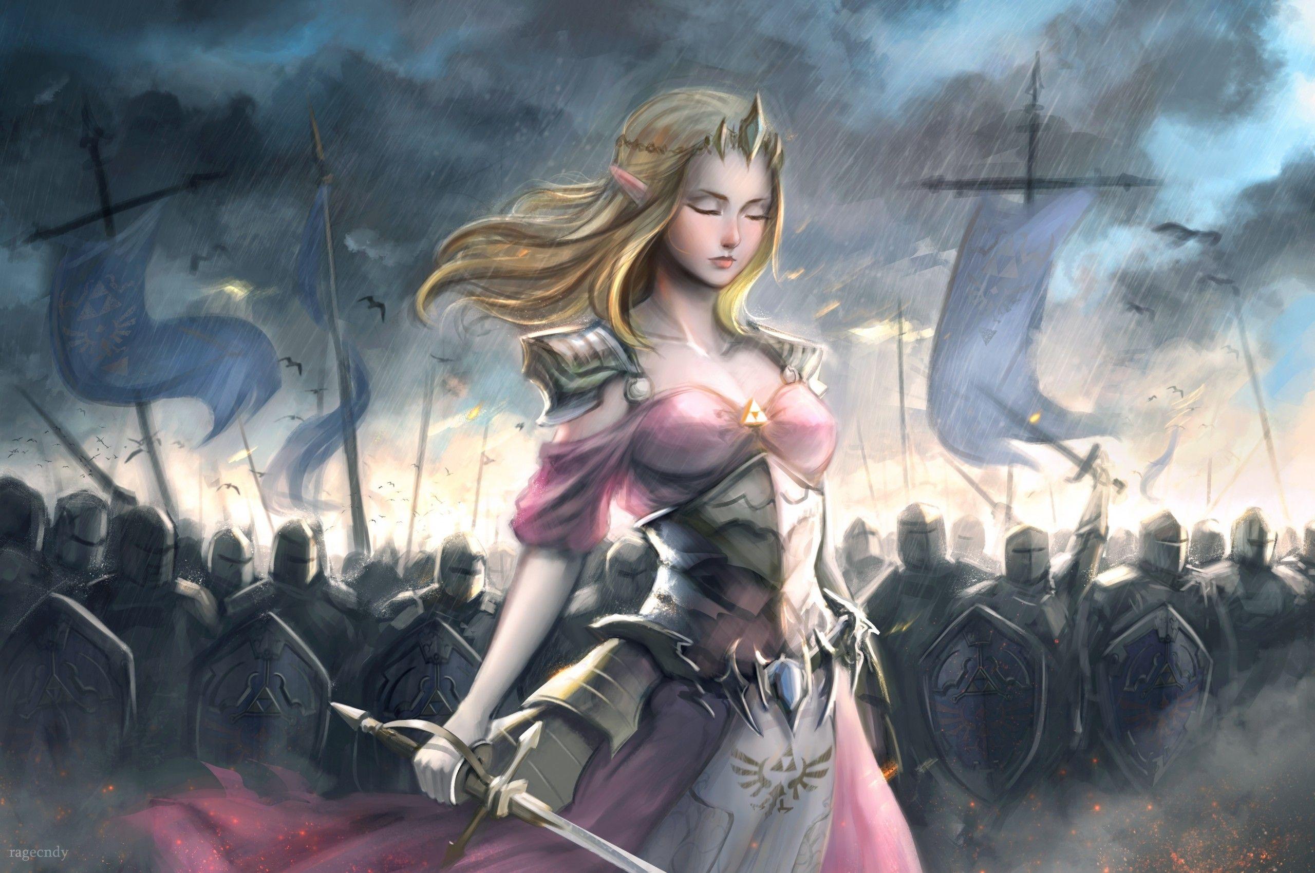 2560x1700 Download 2560x1700 Princess Zelda, Battle, Soldiers, Sword