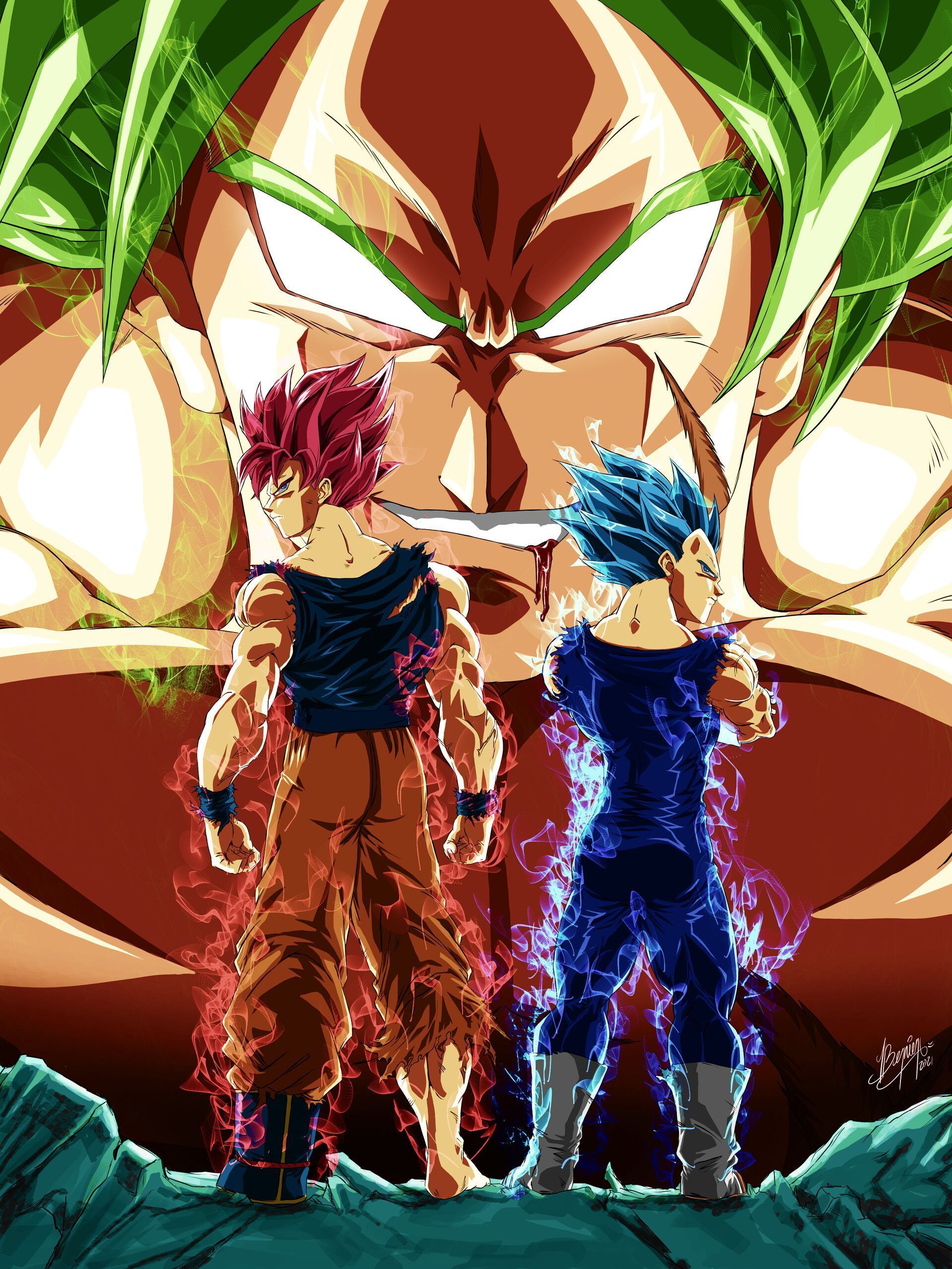 1920x2560 Vegeta VS Broly