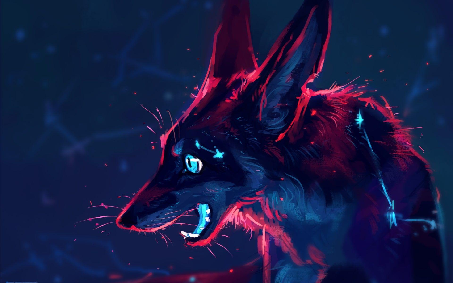 red fox illustration wallpaper