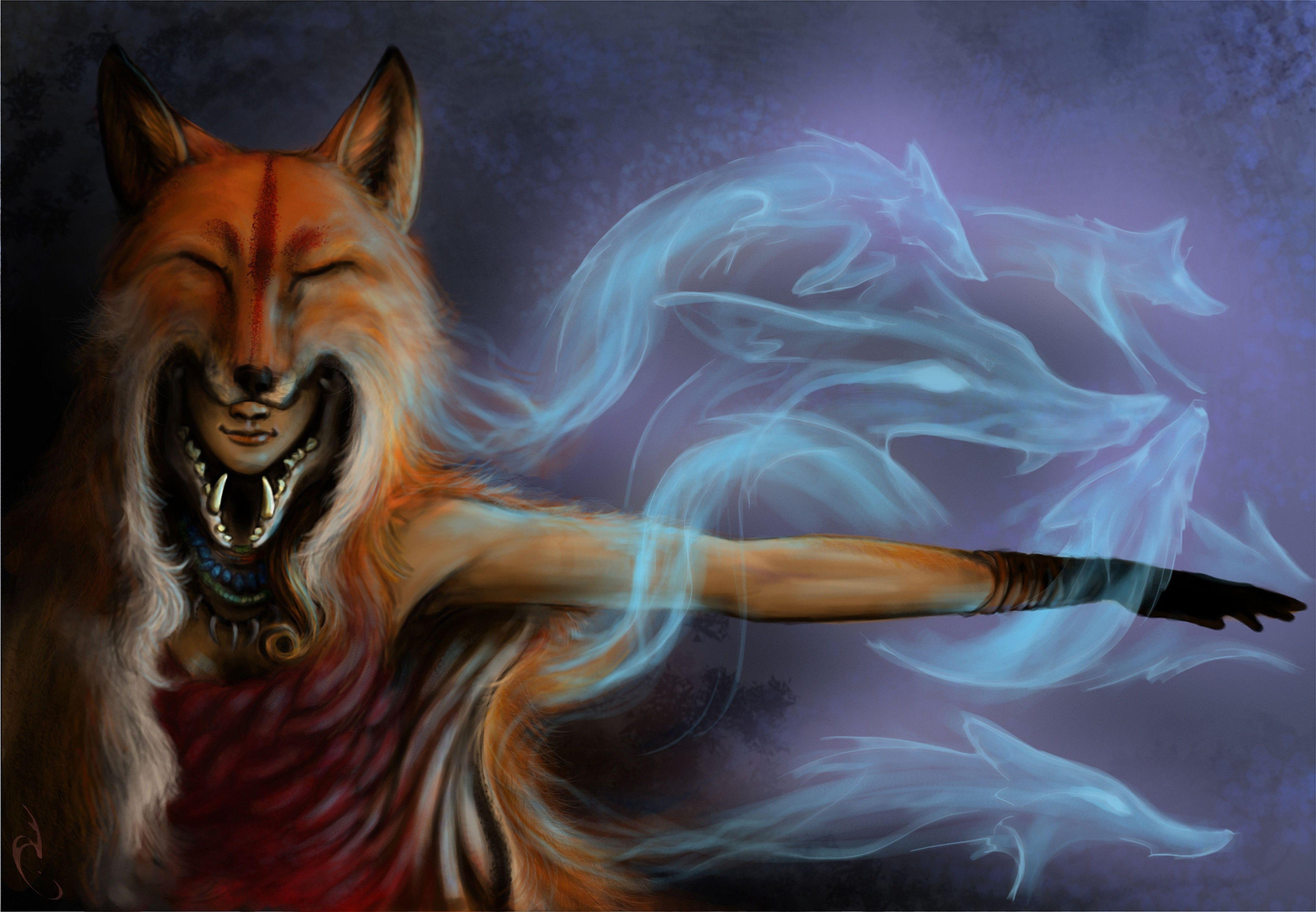 red fox illustration wallpaper