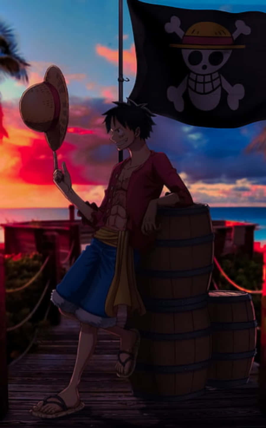 900x1450 Pirate Flag Of Luffy Phone Wallpaper