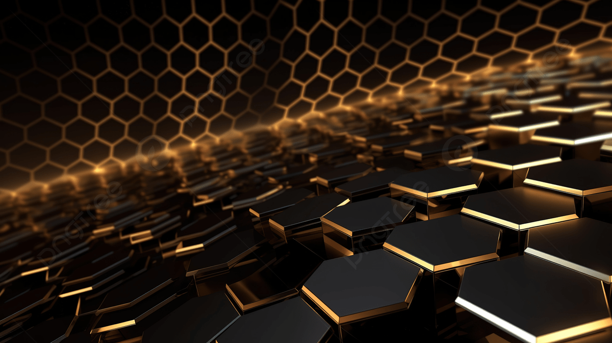 1200x673 Background Latar BelakangWallpaper Segi Enam Garis Emas 3D Berteknologi Jaringan Inovatif Dengan Latar Belakang Hitam Modern, Wallpaper Teknologi, Teknologi Putih, Teknologi Putih untuk Unduhan Gratis