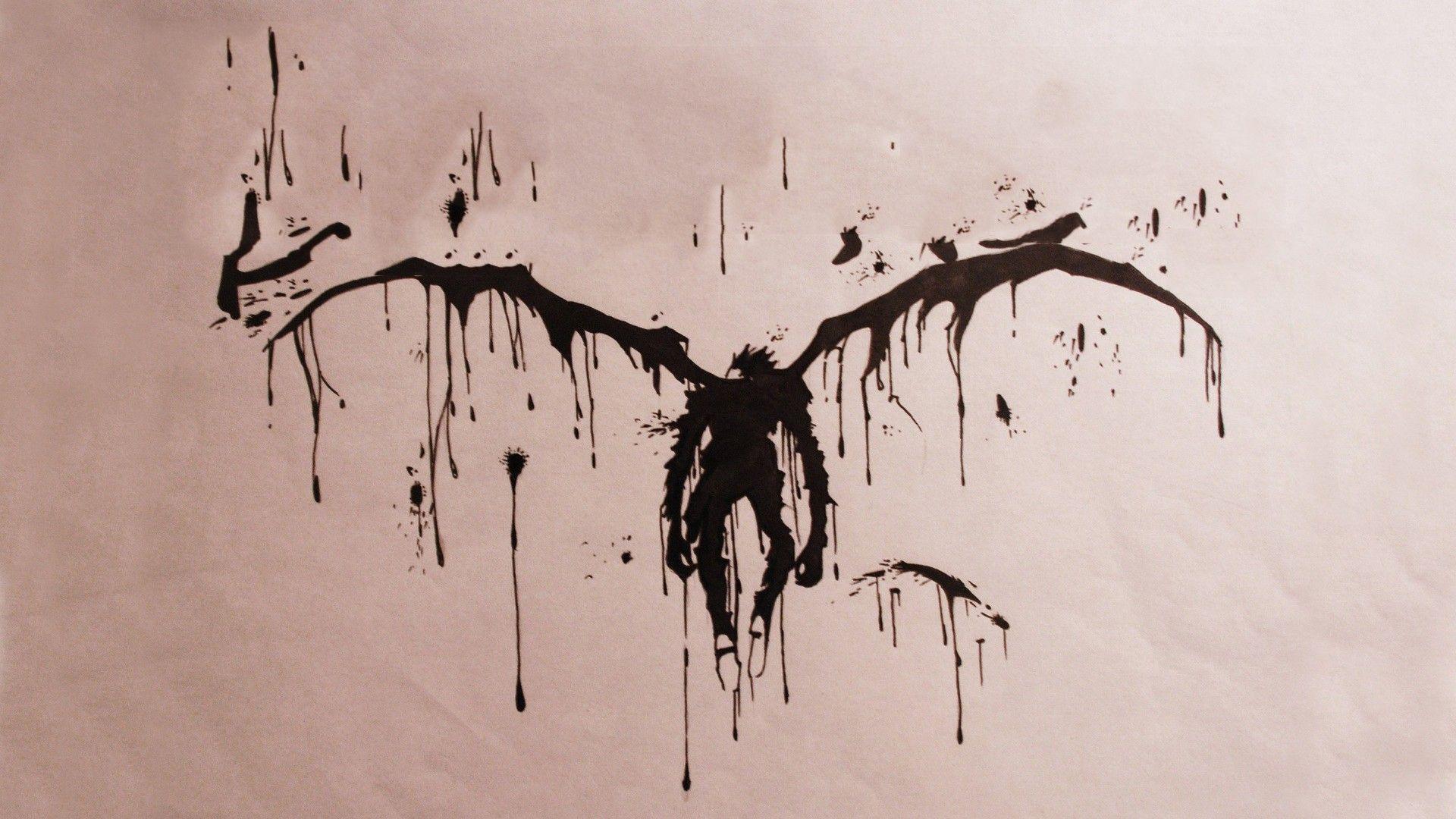 1920x1080 Death Note, paint, Ryuk, artwork, anime, simple background