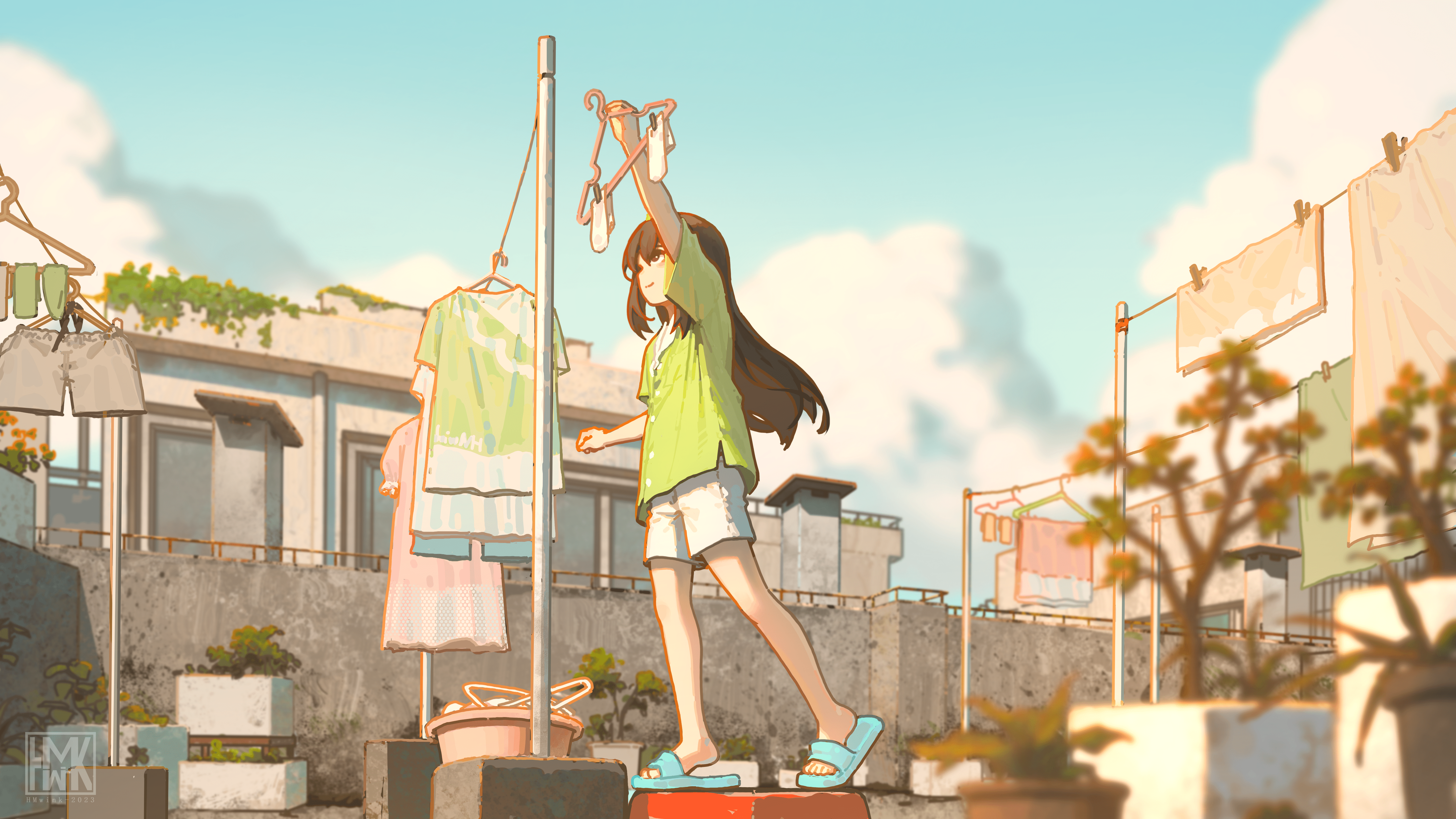5255x2957 original characters, one arm up, long