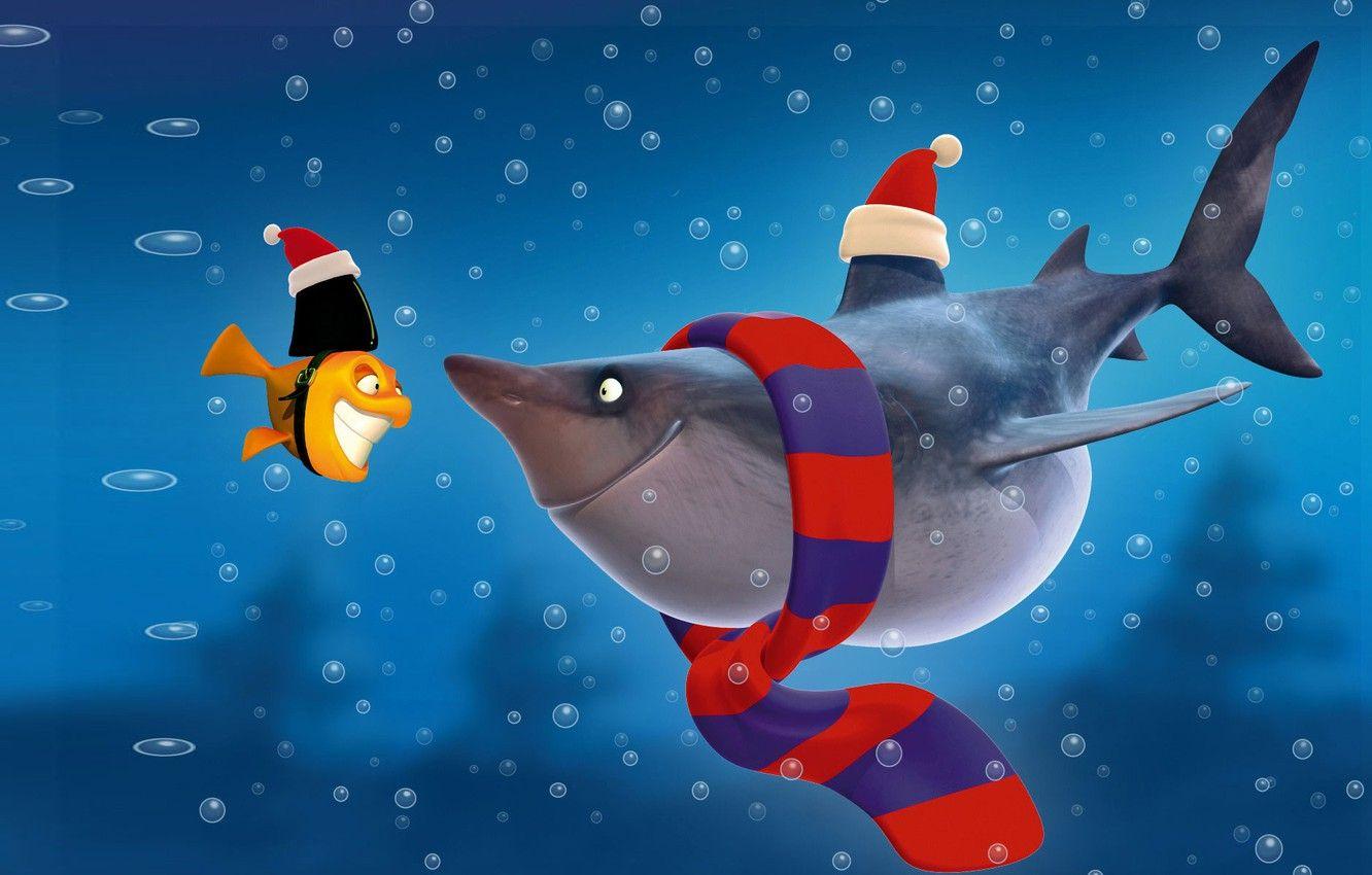 1332x850 Wallpaper fish, shark, cartoon image for desktop, section