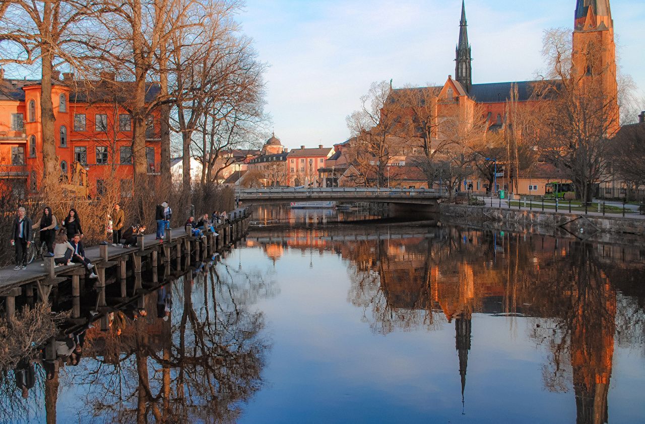 1280x843 Wallpaper Sweden Uppsala Bridges Rivers