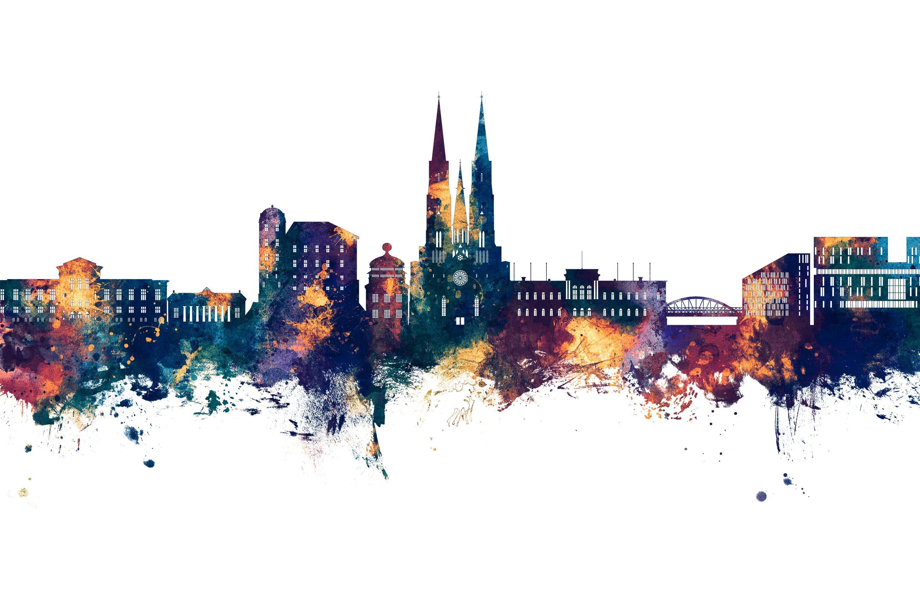 3000x2000 Uppsala Skyline Blue & Bronze premium