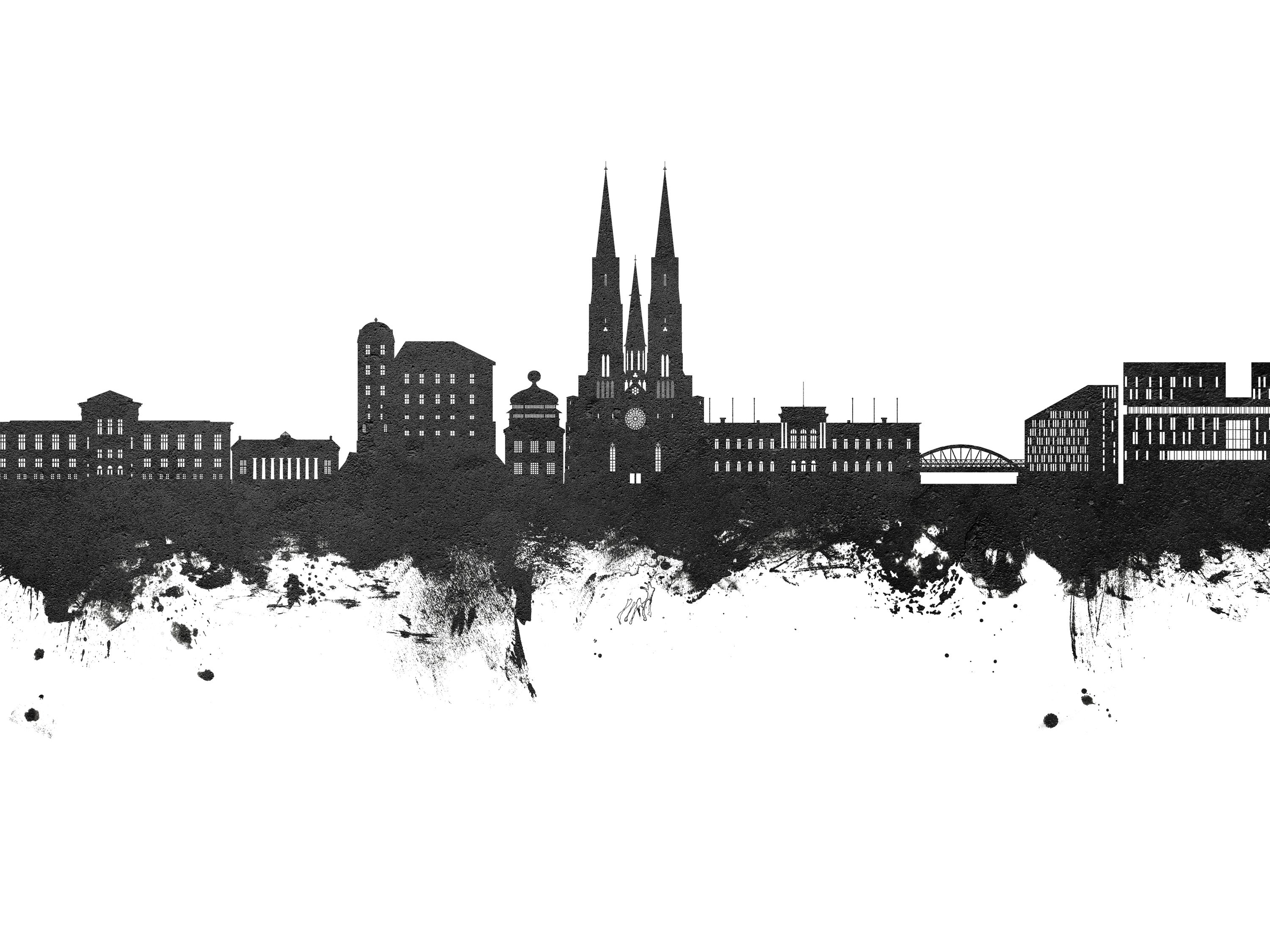 3000x2250 Uppsala Skyline Black & White premium