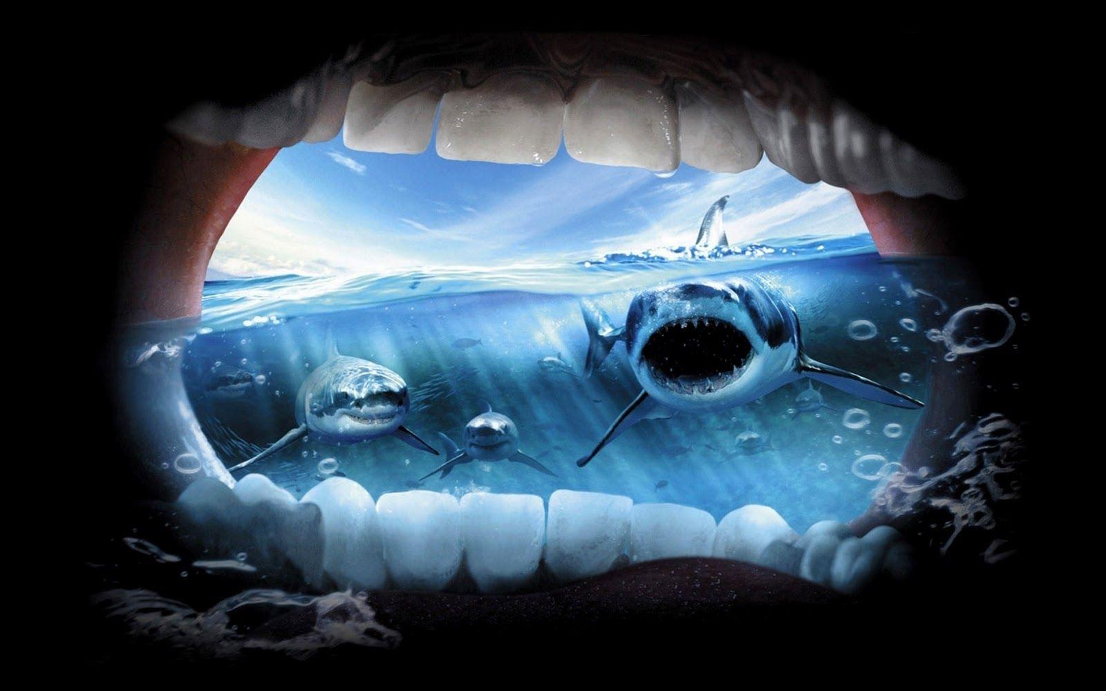 1600x1000 Download wallpaper:, teeth, shark, photo, wallpaper