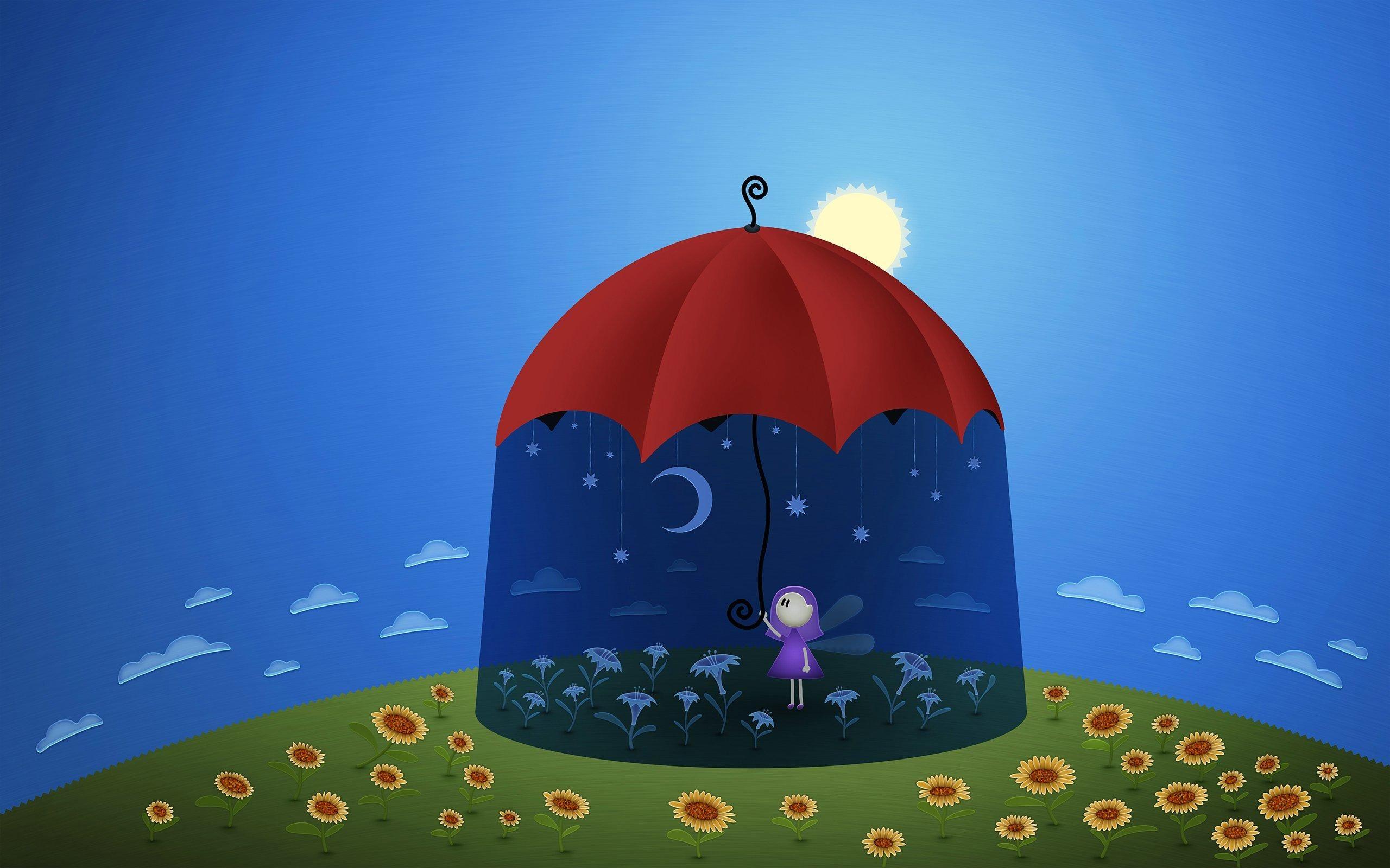2560x1600 Big Umbrella Over The Cute Girl wallpaper
