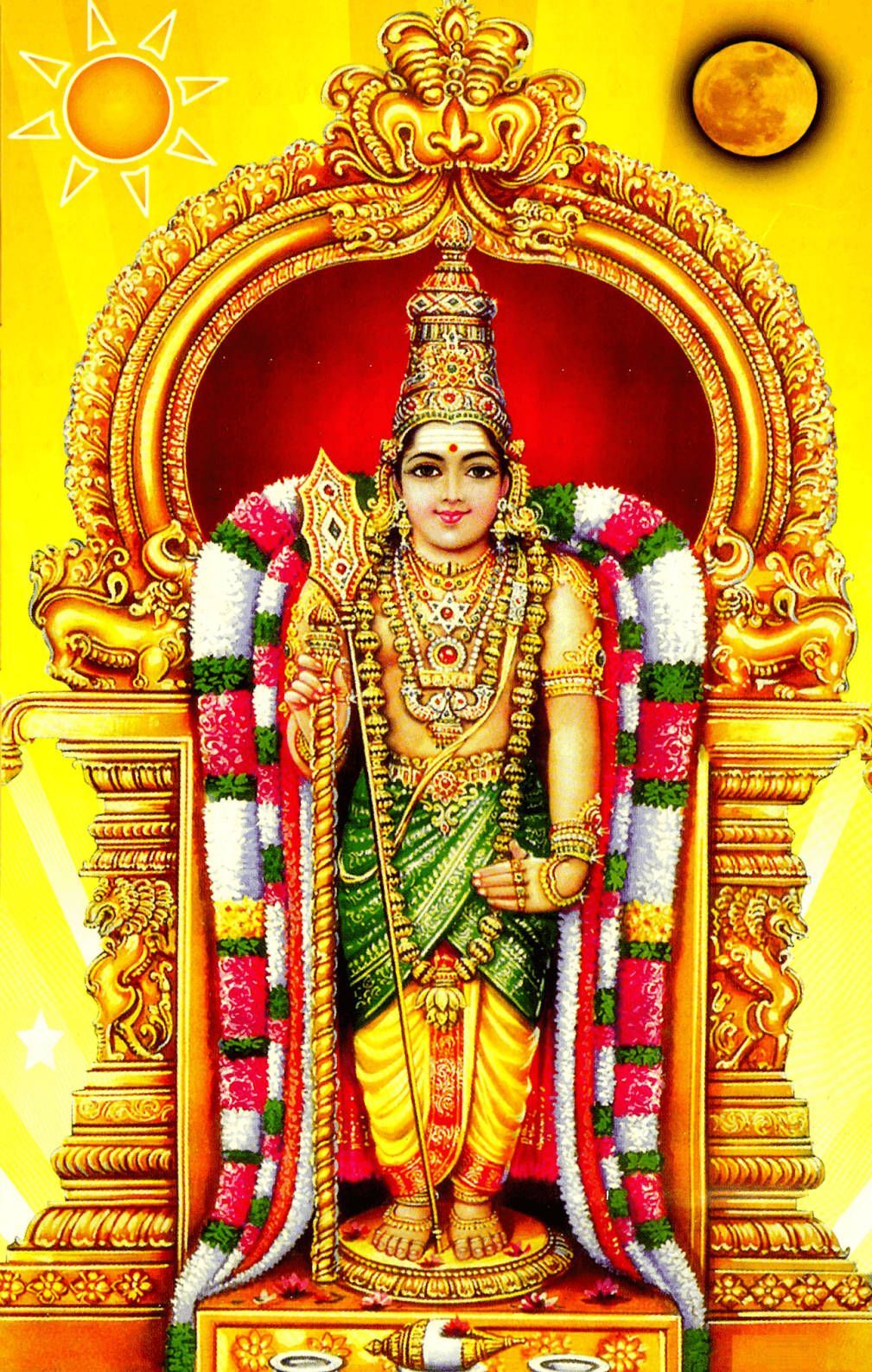 1009x1586 Lord Murugan On Golden Throne Wallpaper