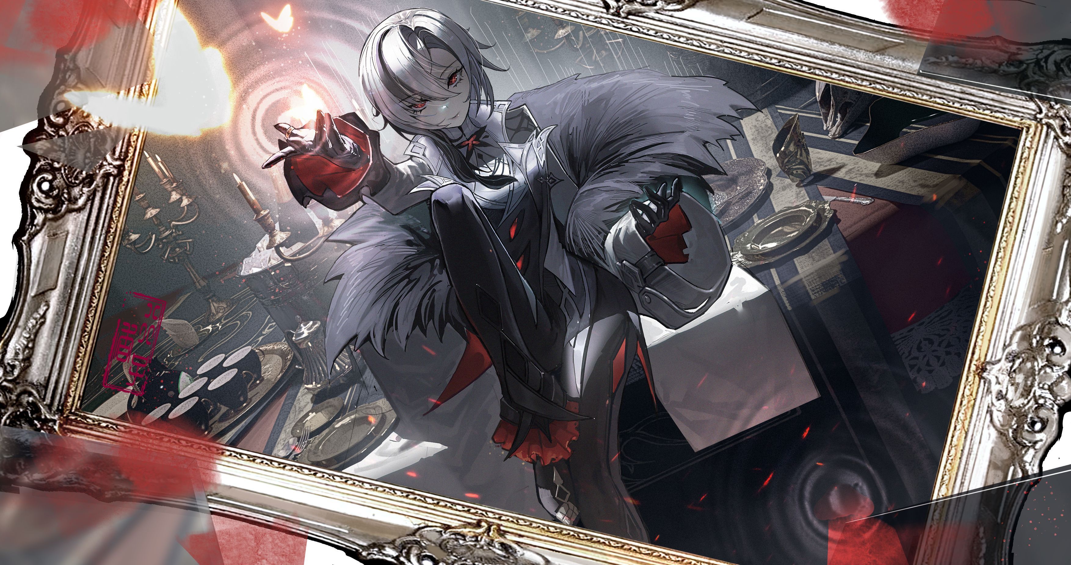3508x1852 Arlecchino HD Wallpaper from Genshin Impact by 千早Tihaya