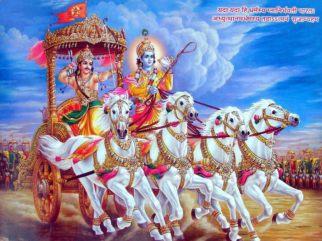 1024x768 Lord Krishna And Arjuna Wallpaper
