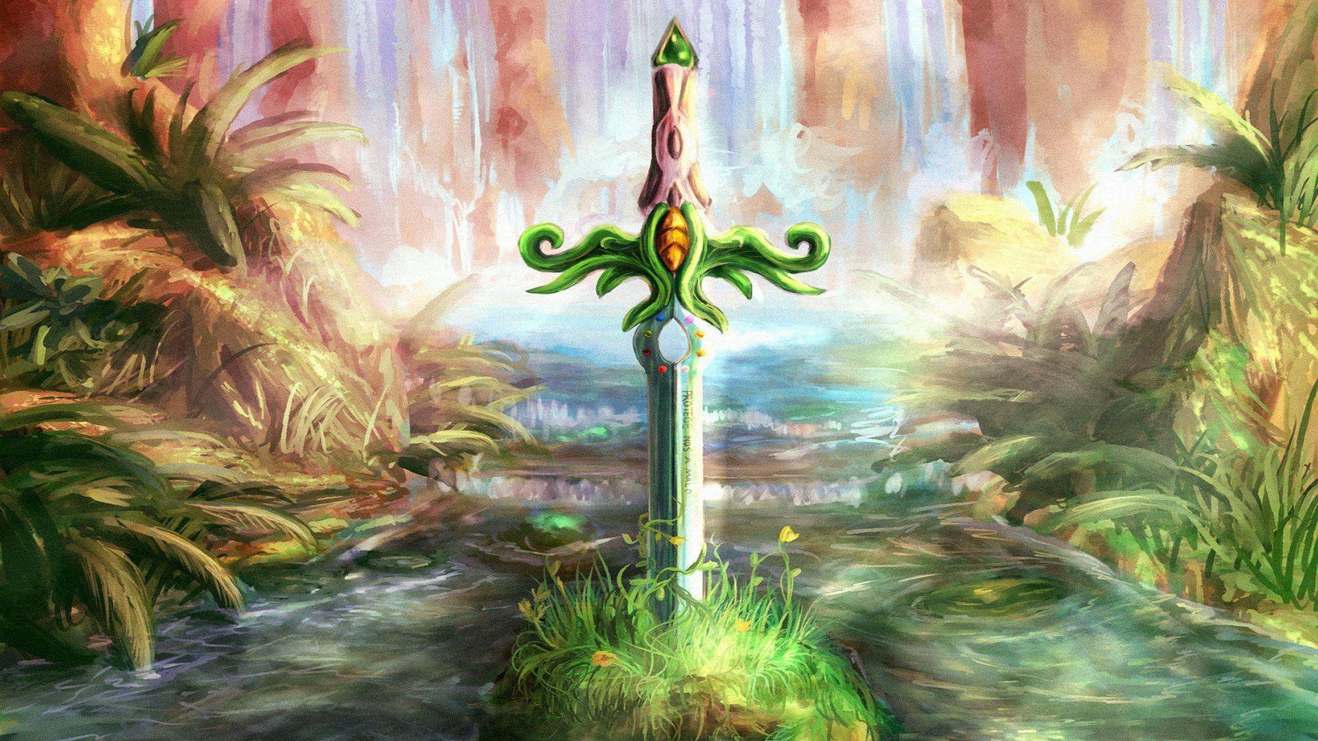 1920x1080 Secret of Mana: Enchanted Sword by the River Fantasy Wallpaper