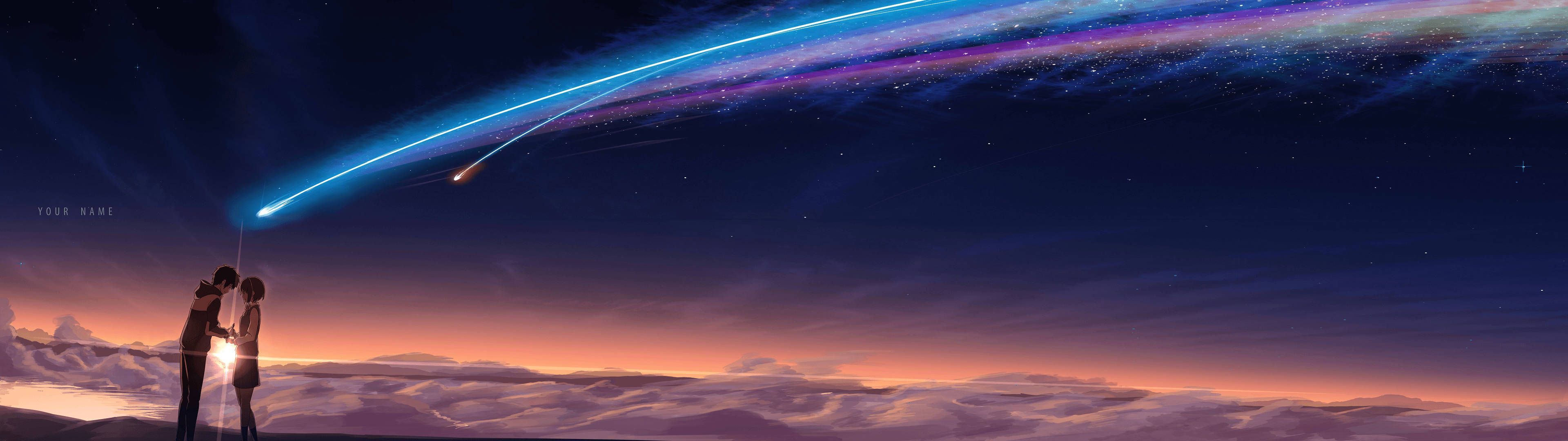 3840x1080 Download free Anime Couple Dual Screen Wallpaper