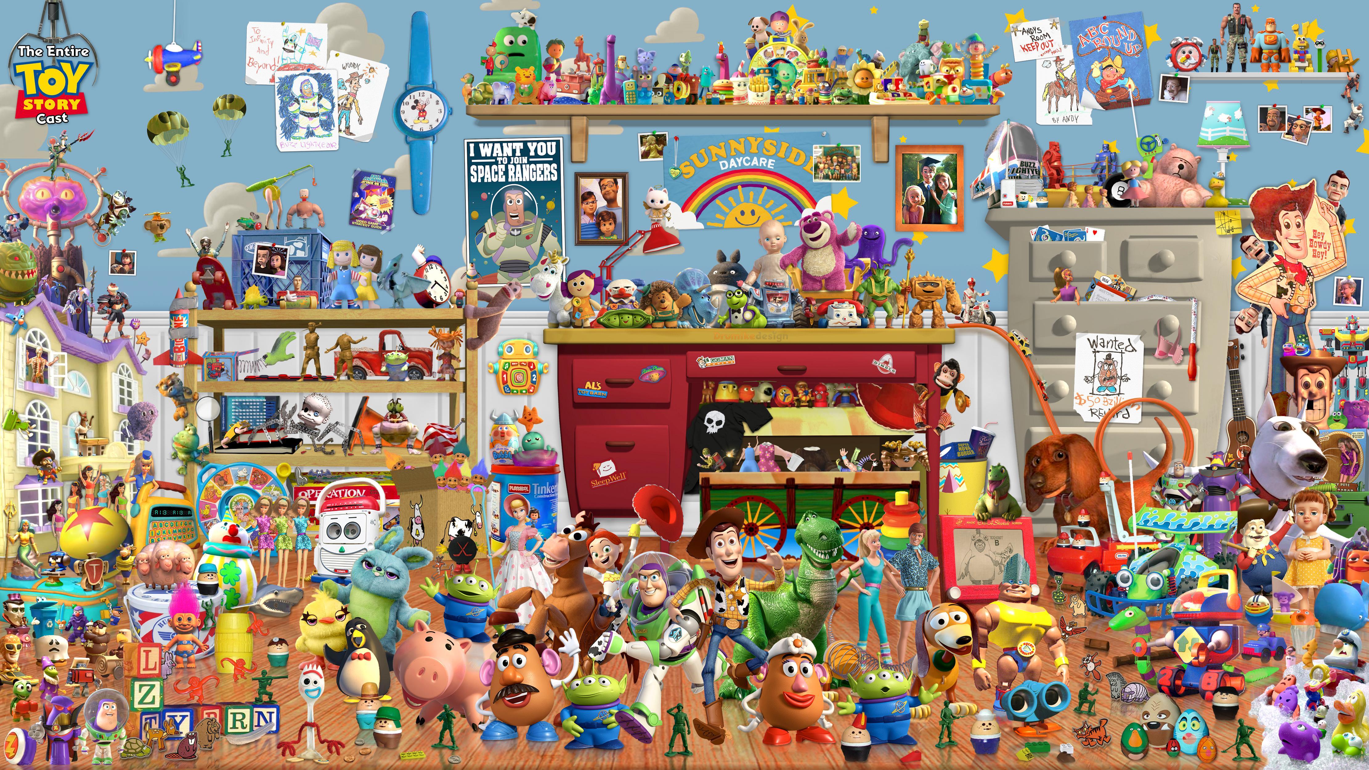 4444x2500 The Entire Toy Story Cast Hình nền: toystory