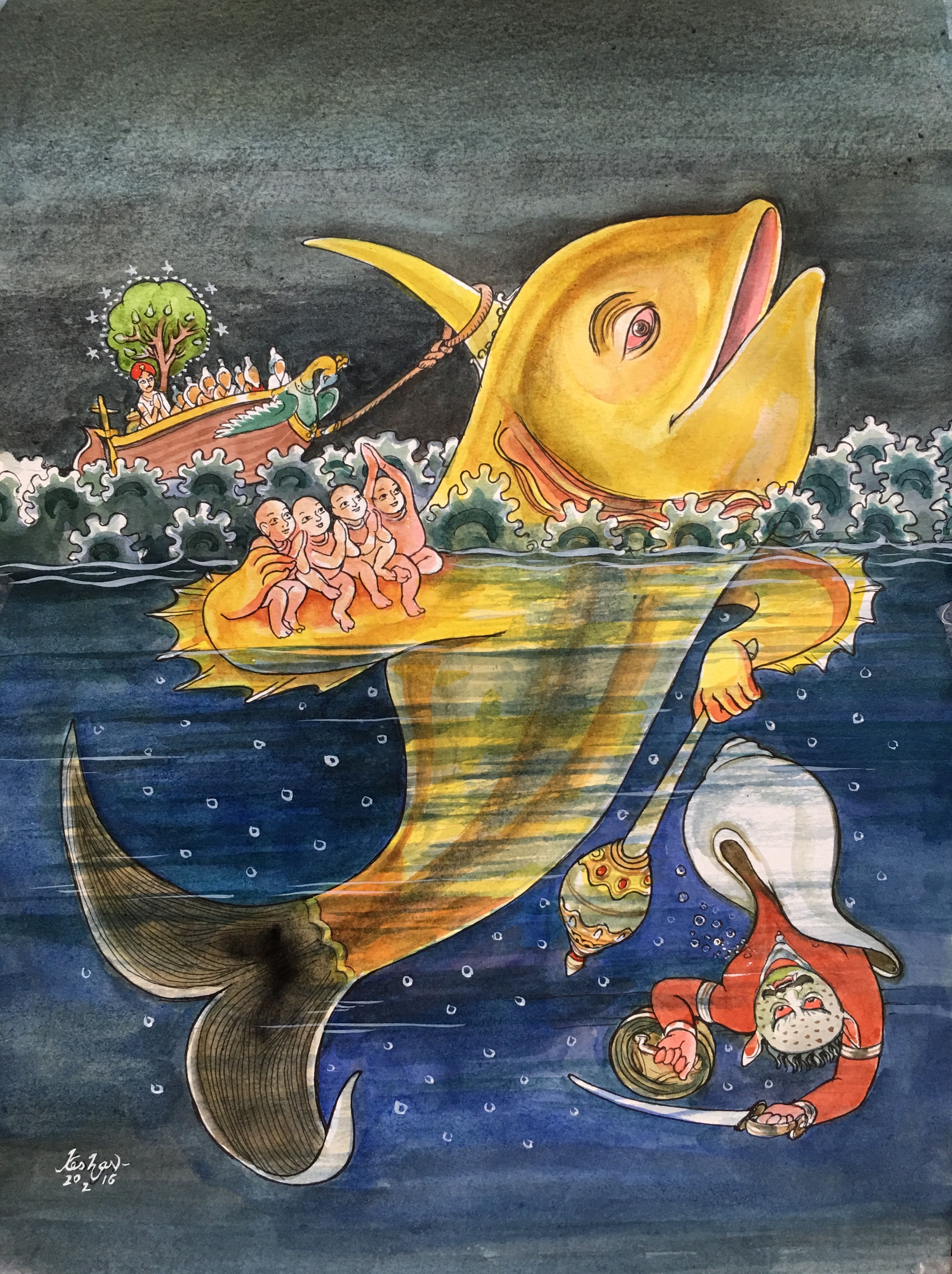 2940x3934 The Matsya avatar. #watercolor