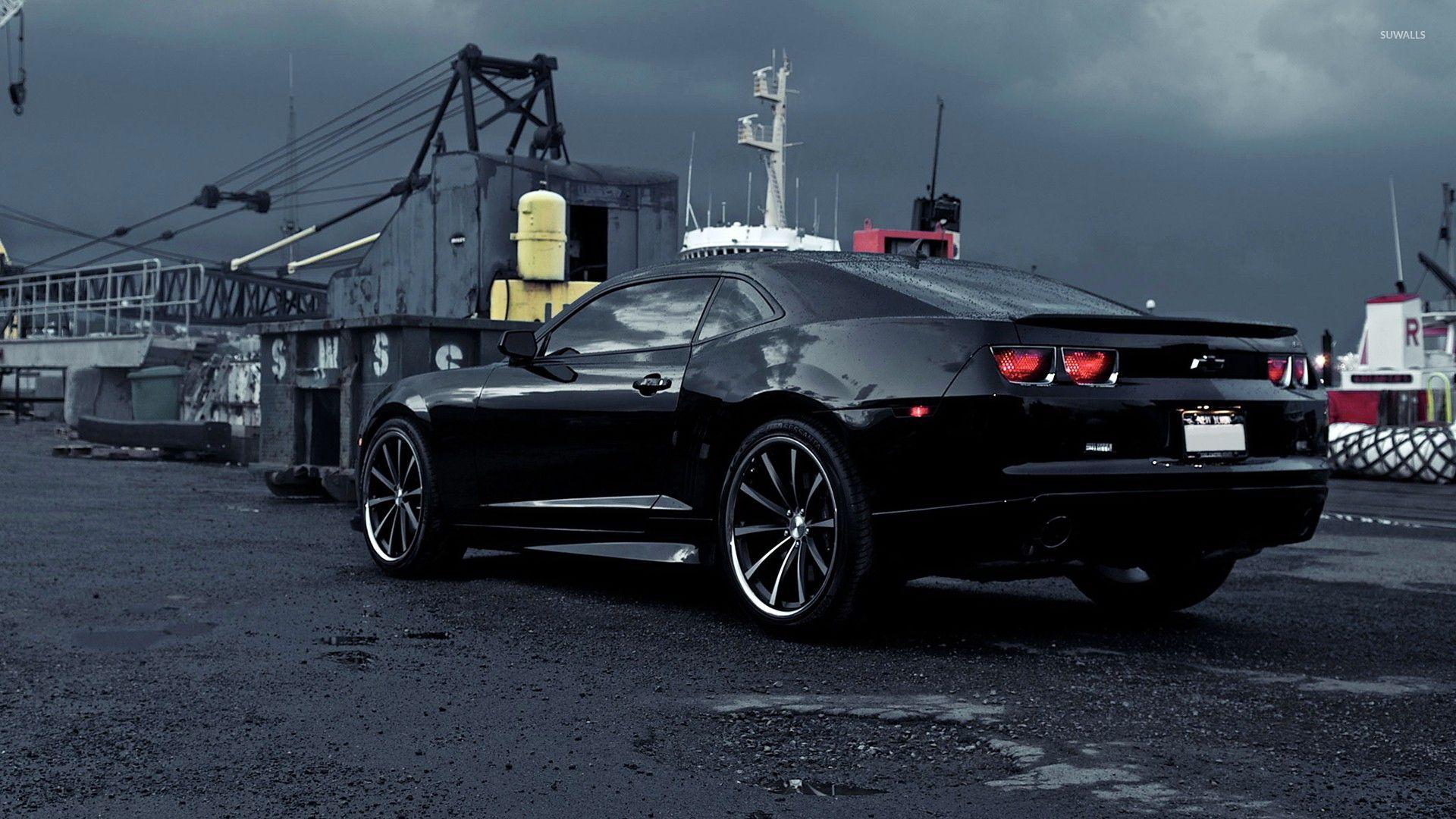 1920x1080 Black Chevrolet Camaro on a rainy day wallpaper wallpaper