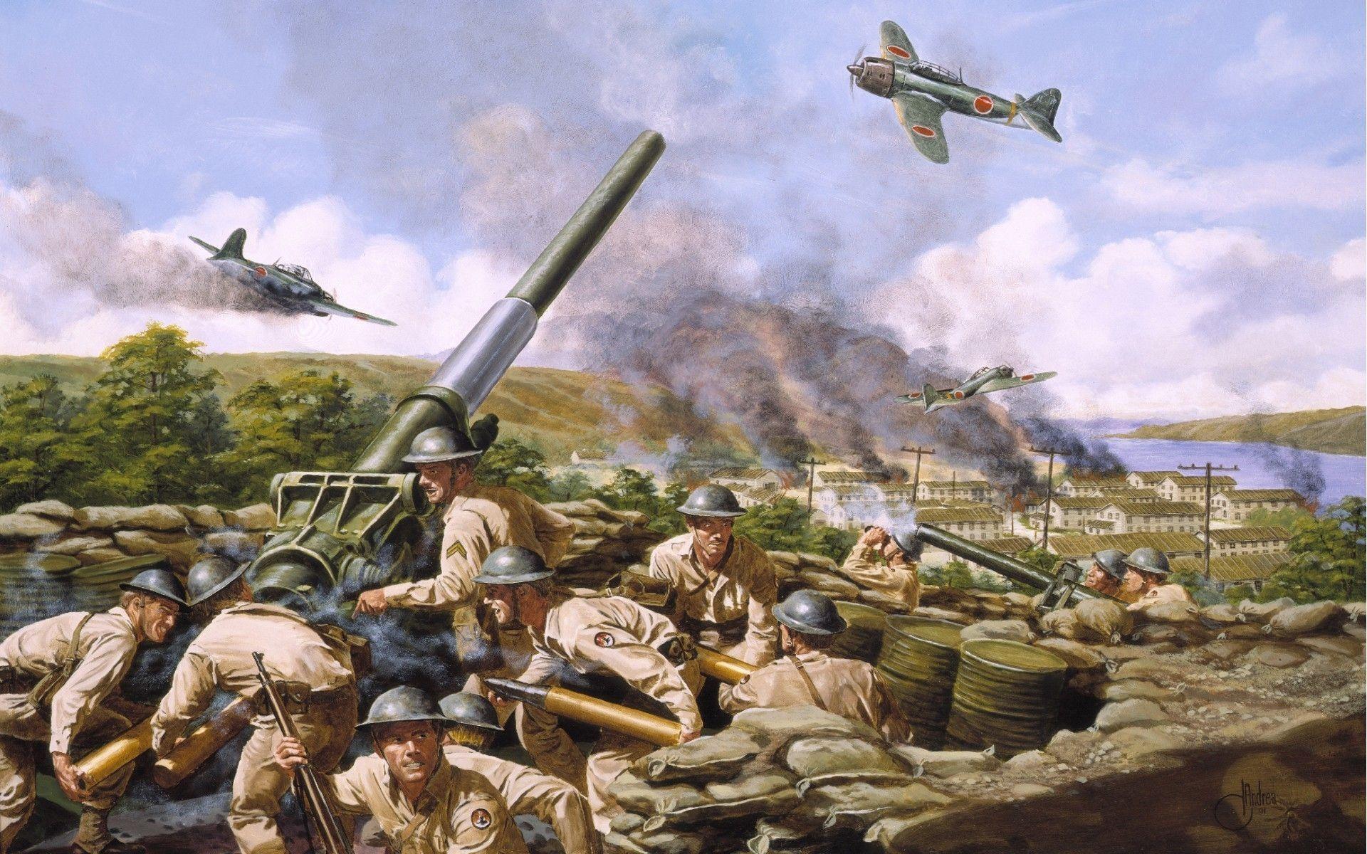 1920x1200 An American coastal battery attempts to bring down attacking