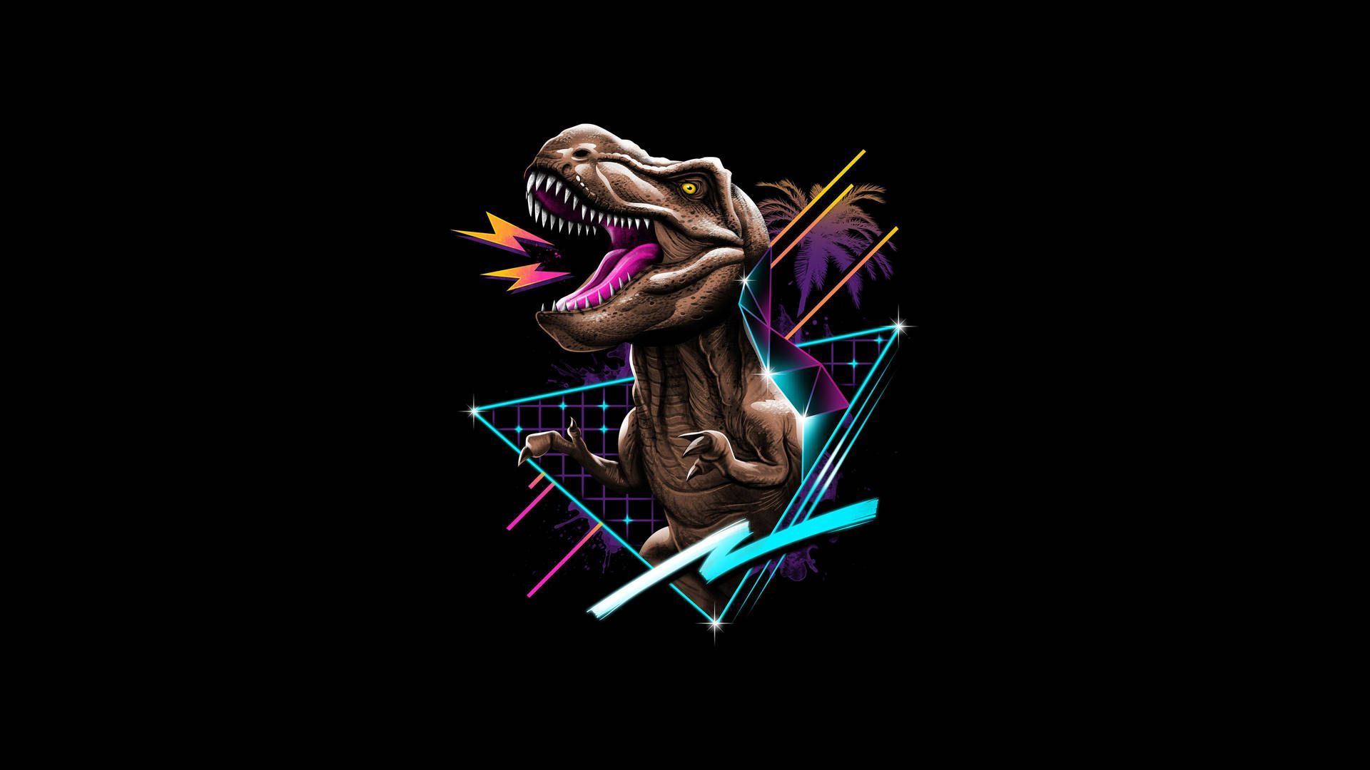 1920x1080 Download free Retro Galaxy Dinosaur