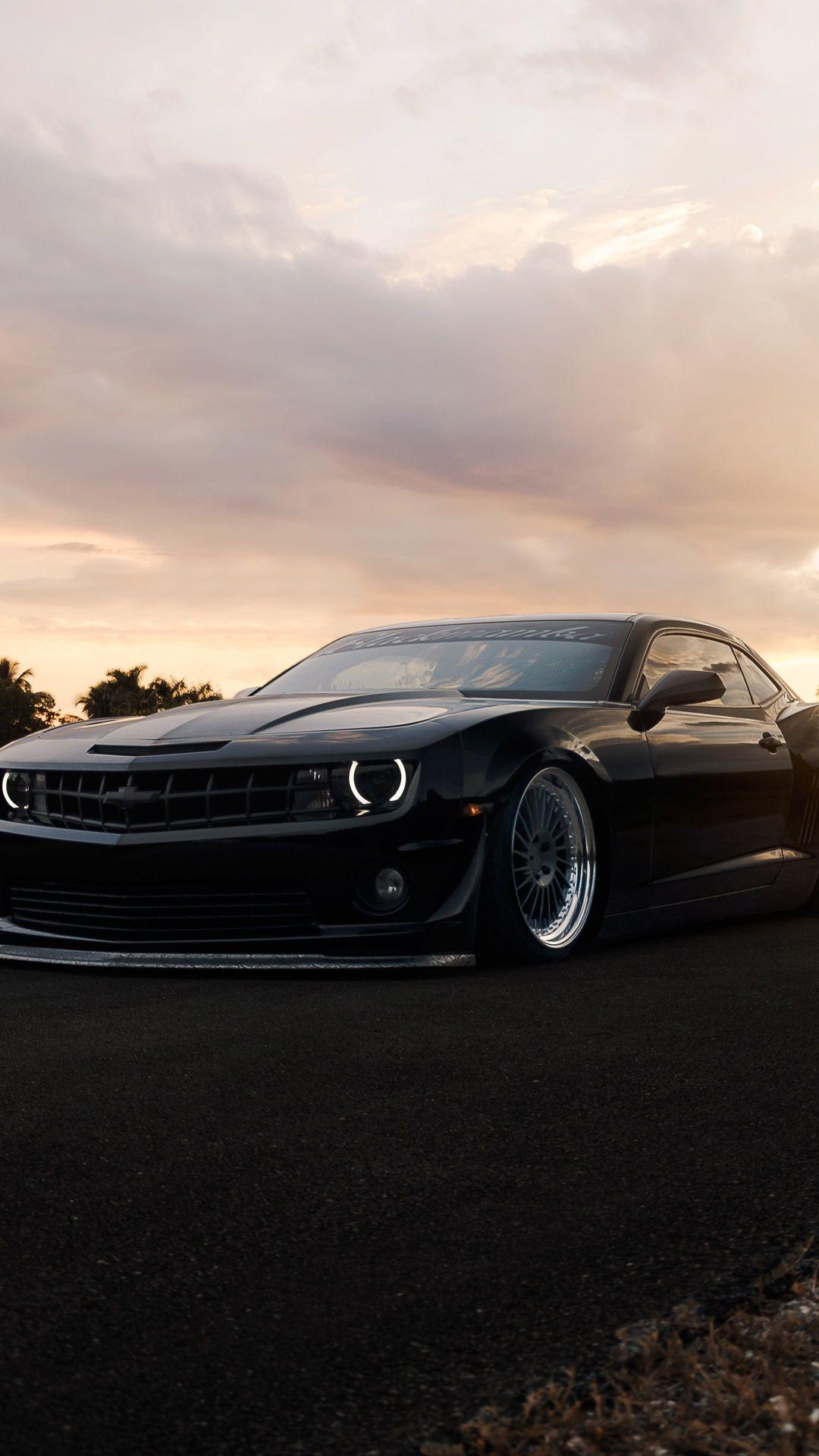 1080x1920 Chevrolet Camaro ZL1 matte black muscle car 1080x1920 iPhone 8 6