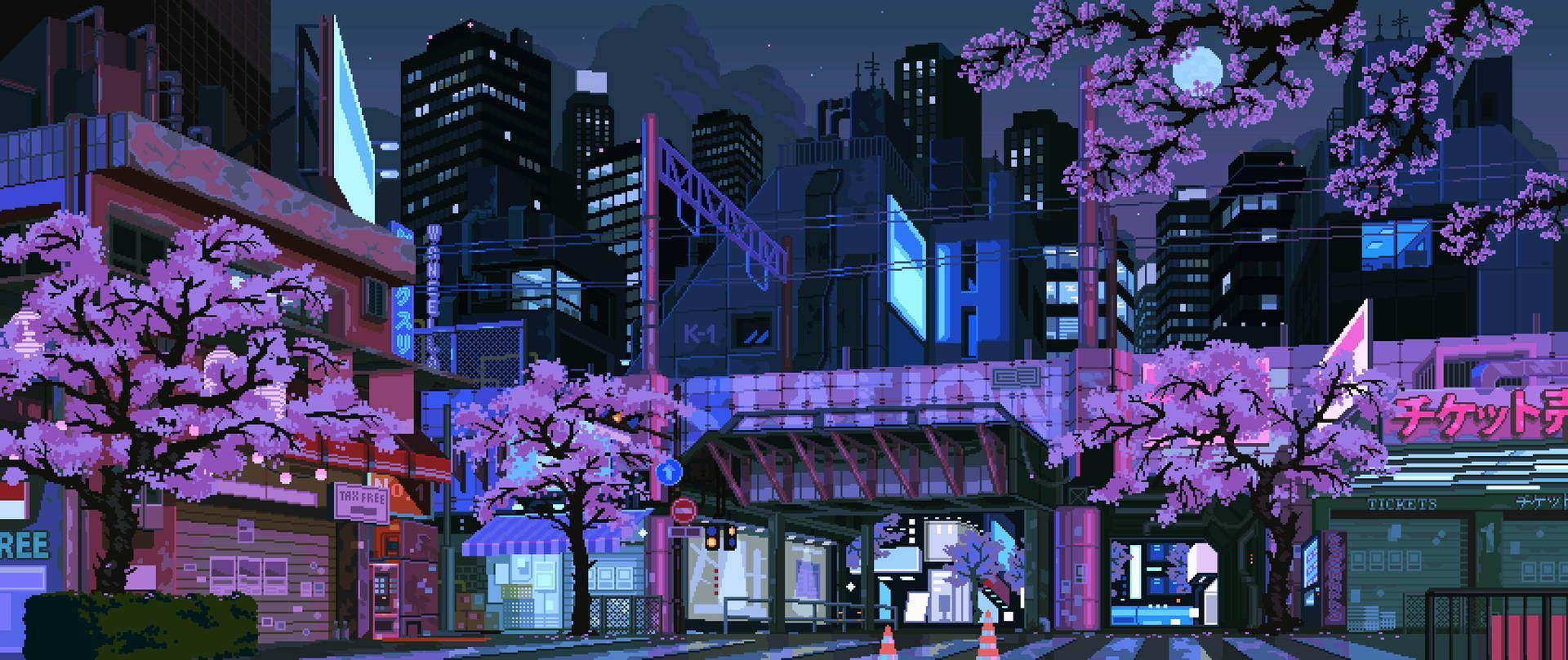 1920x809 8 Bit Japan Wallpaper