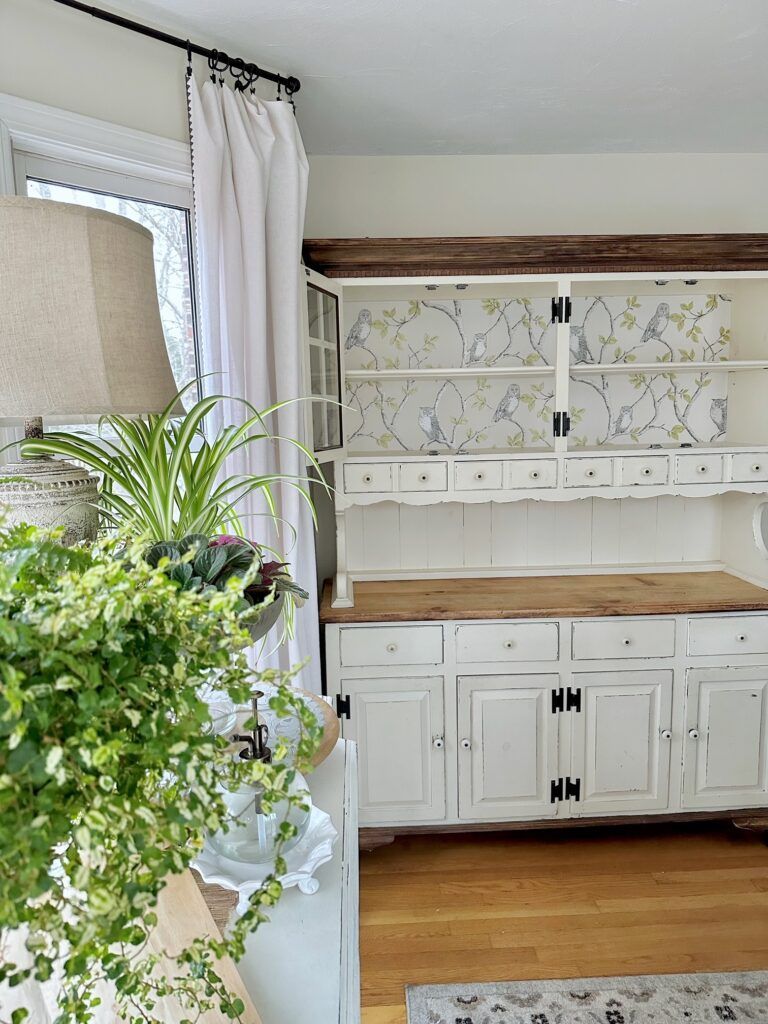 768x1024 Quick and Easy China Cabinet Makeover Using Wallpaper