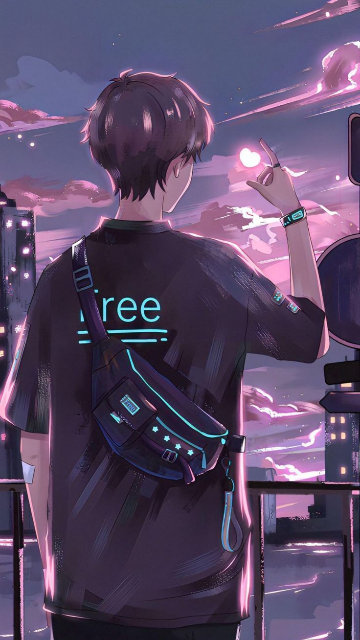 736x1308 Wallpaper guy, city, heart, bag, sunset, art, City 4K by Shubh. Download wallpaper guy, city, heart, bag, sunset, art for free