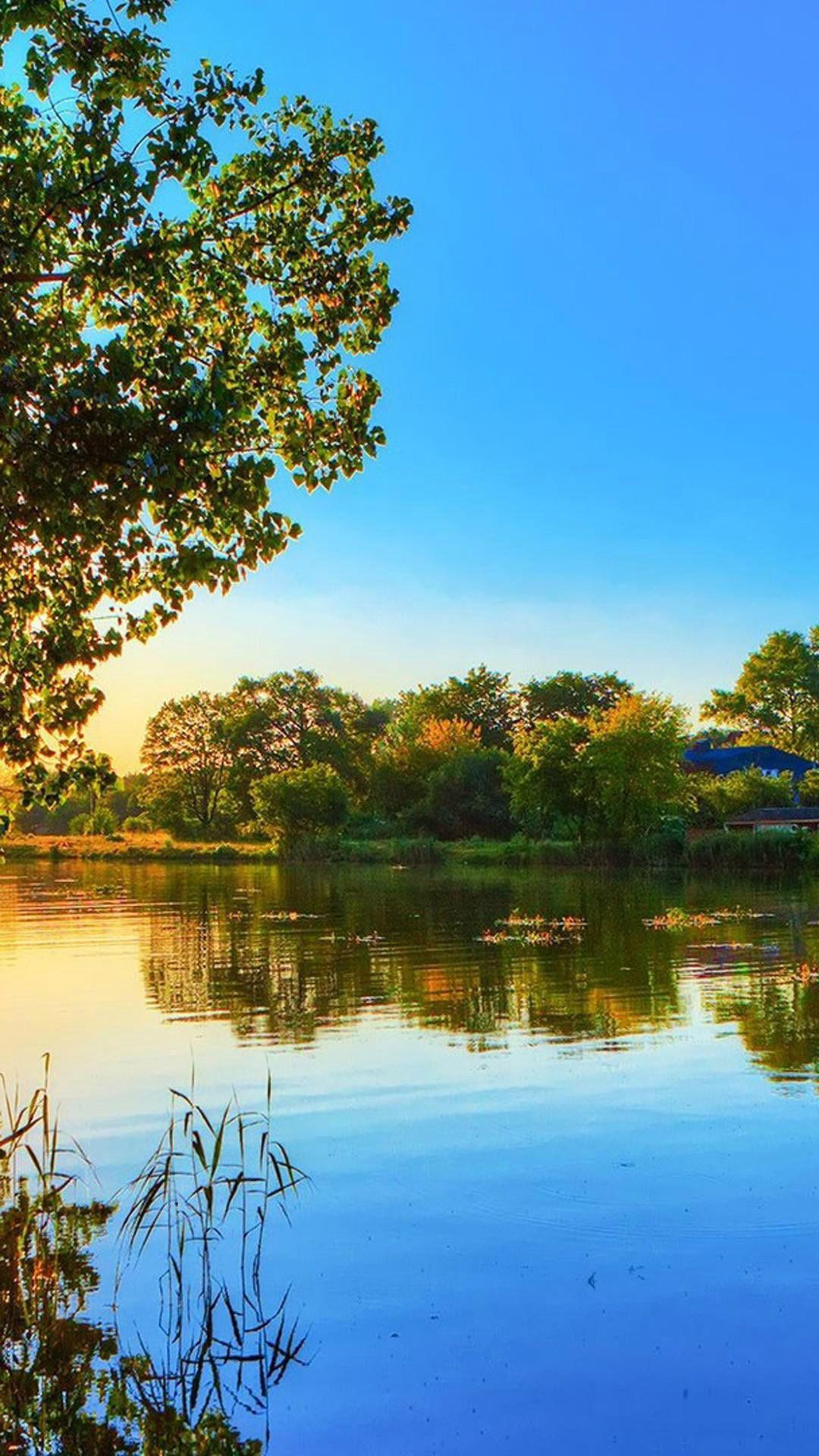 1080x1920 Country At The Lakeside Scenery iPhone 8 Wallpaper Free