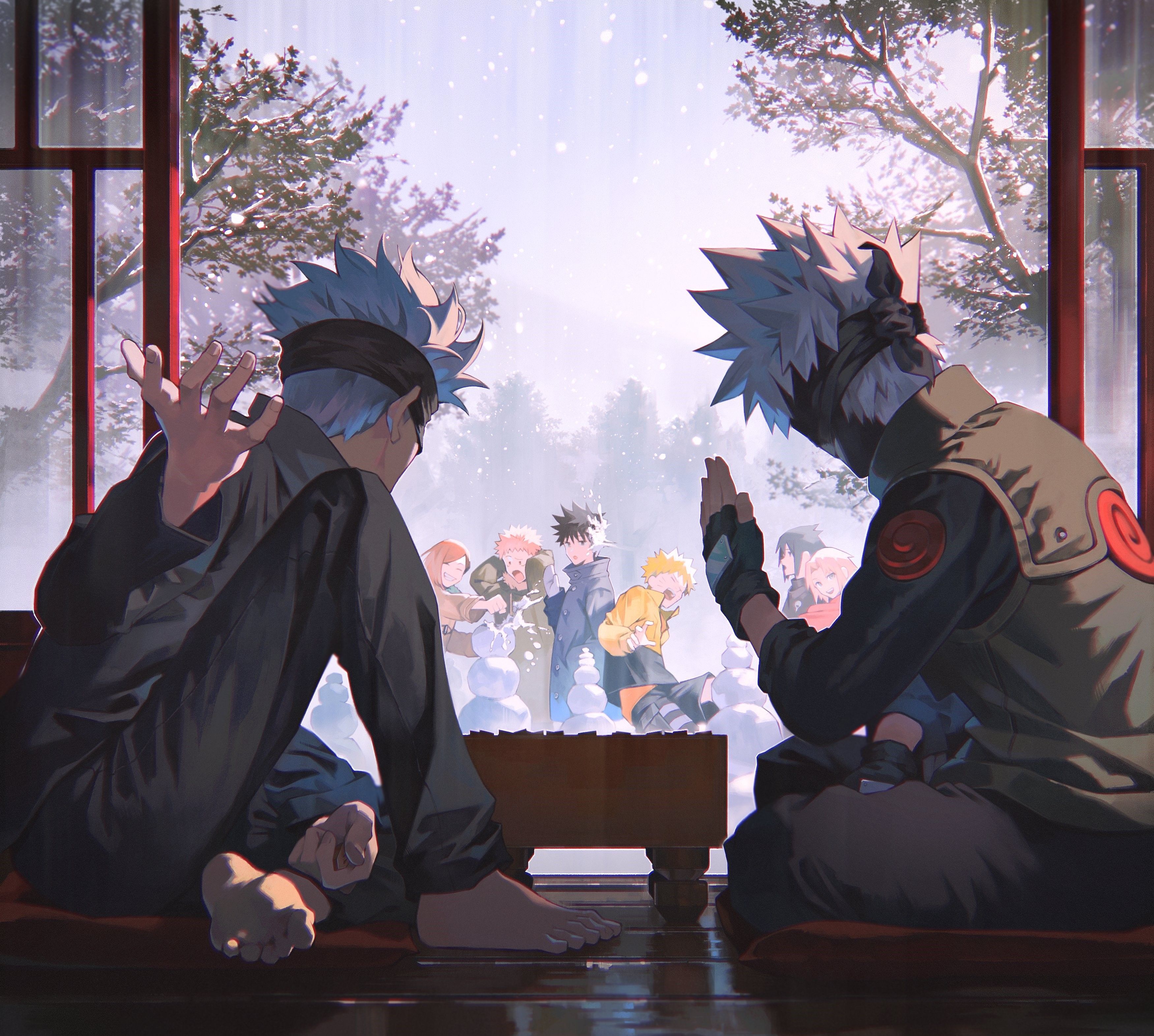 3500x3142 Jujutsu Kaisen and Naruto Crossover