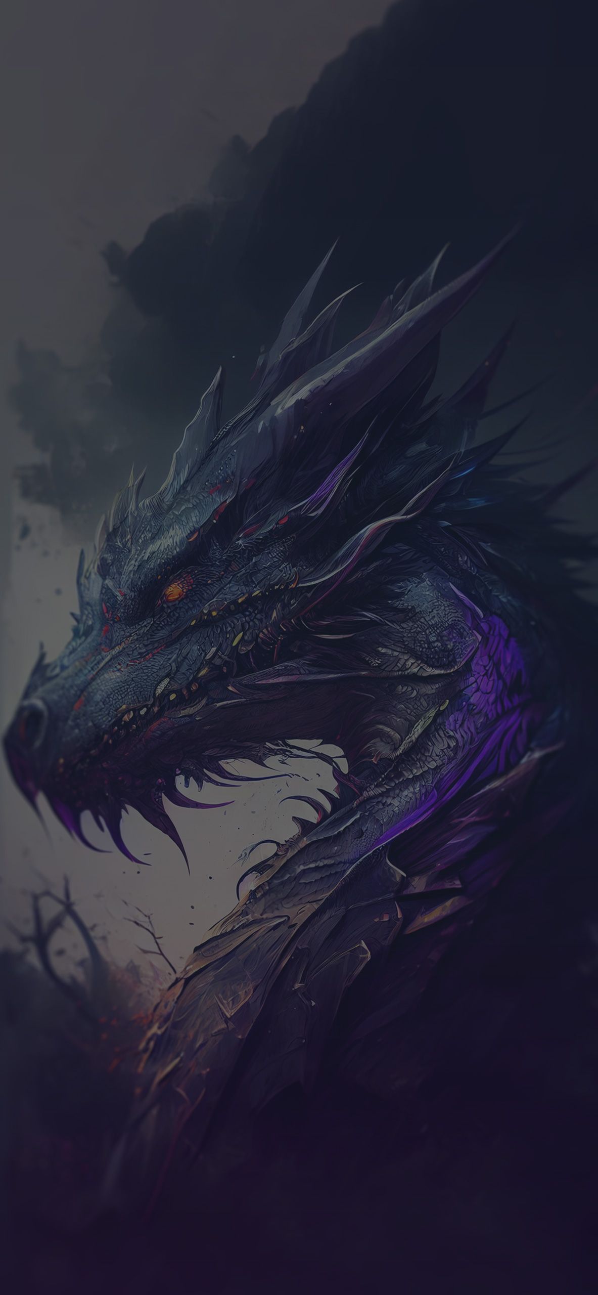 1183x2560 Black Dragon Art Wallpaper