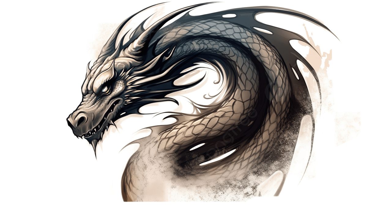 1200x673 Dragon Drawing In Black Color